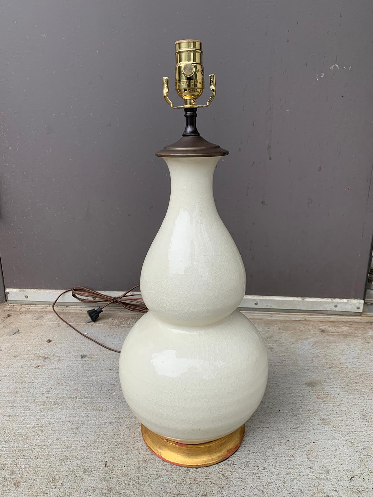 20th century Christopher Spitzmiller double gourd porcelain lamp
brand new wiring.