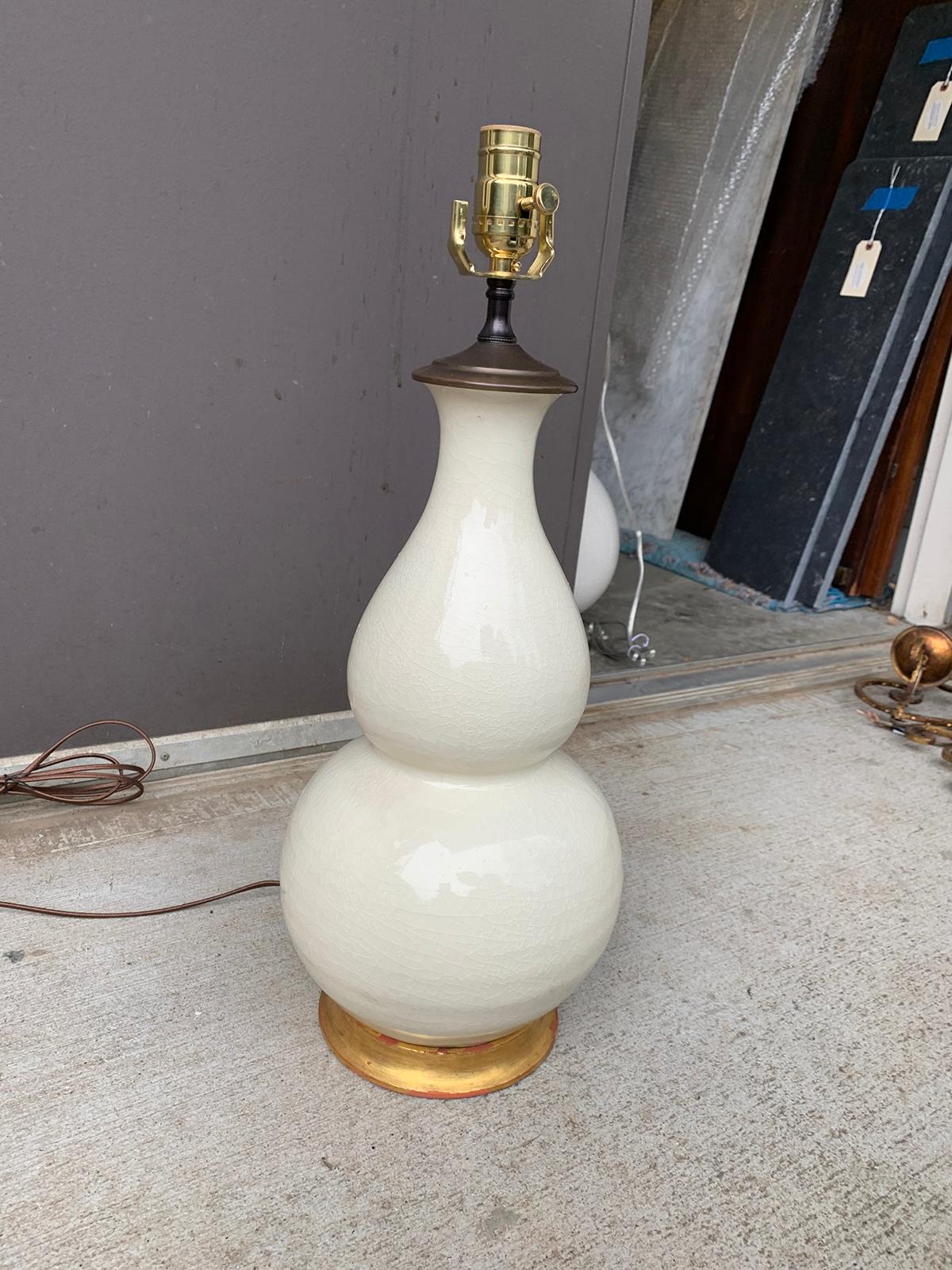 20th Century Christopher Spitzmiller Double Gourd Porcelain Lamp In Good Condition In Atlanta, GA