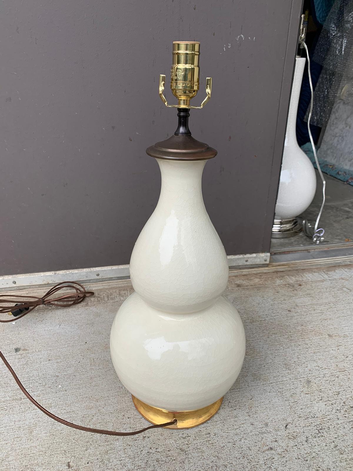 20th Century Christopher Spitzmiller Double Gourd Porcelain Lamp 3