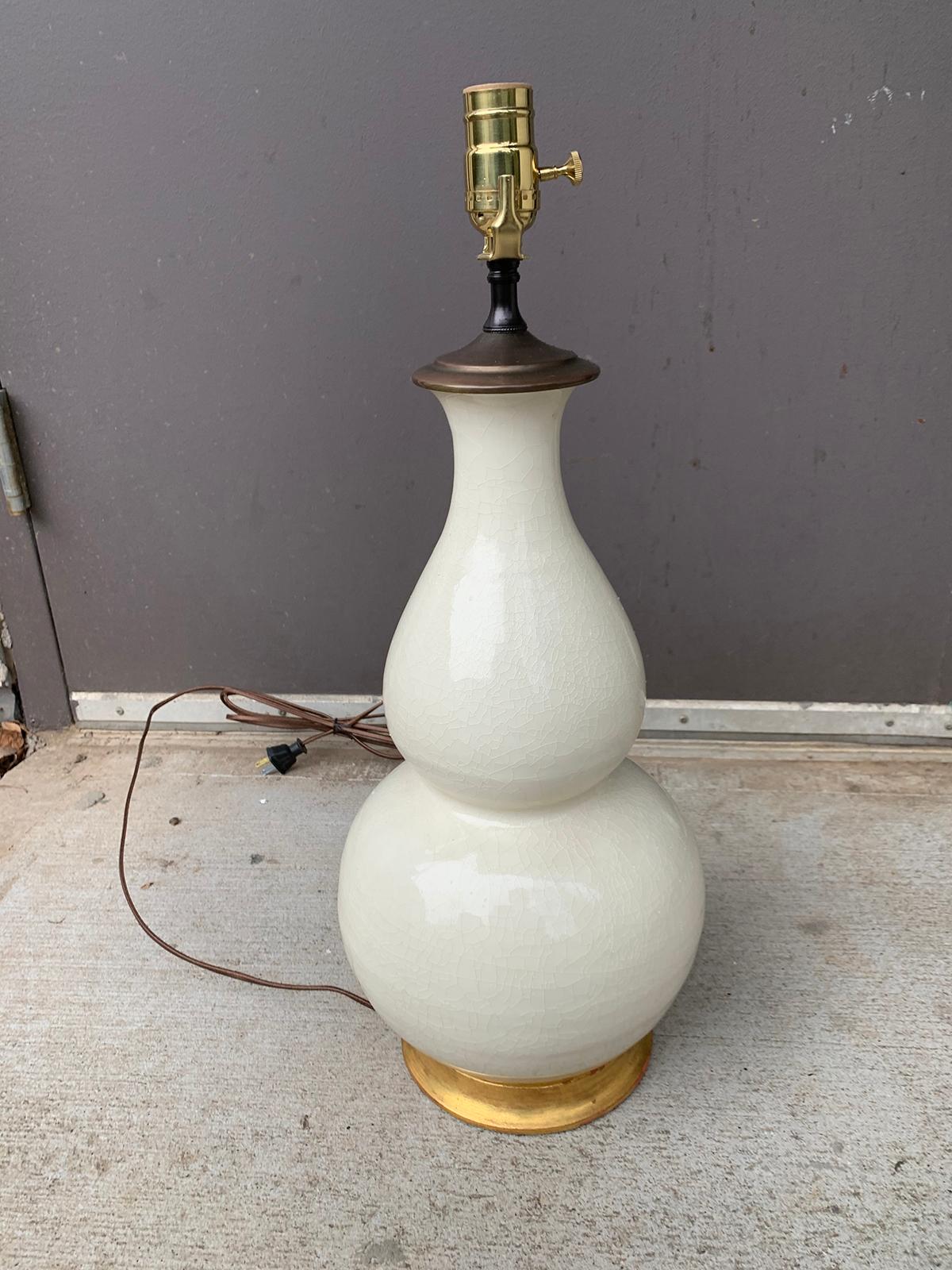 20th Century Christopher Spitzmiller Double Gourd Porcelain Lamp 5
