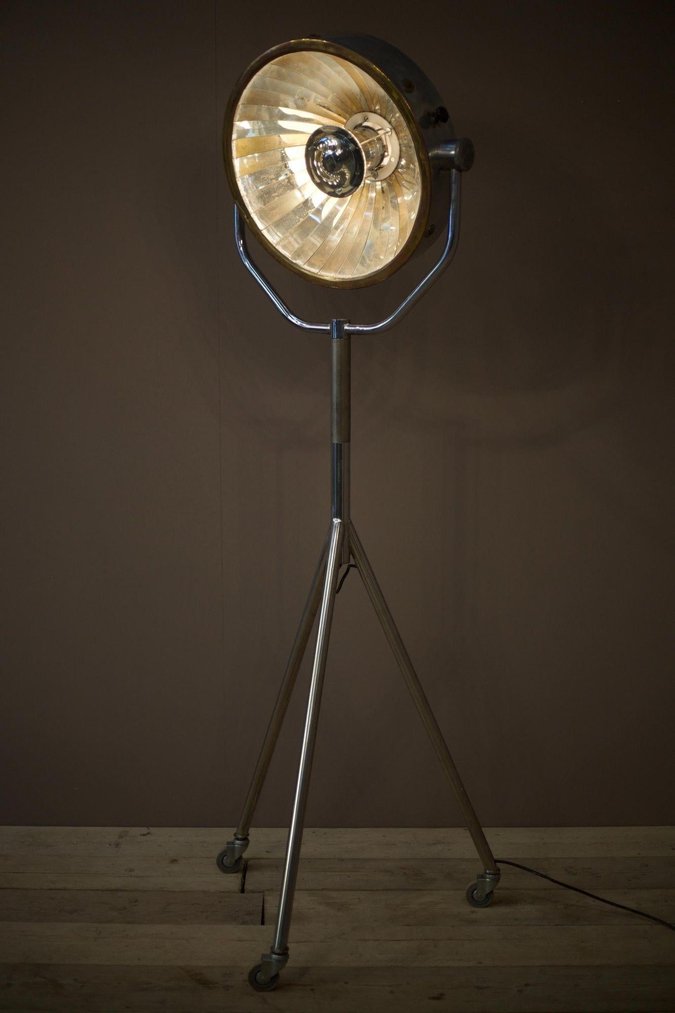 20th Century Chrome and Brass Medical Floor Lamp For Sale 7