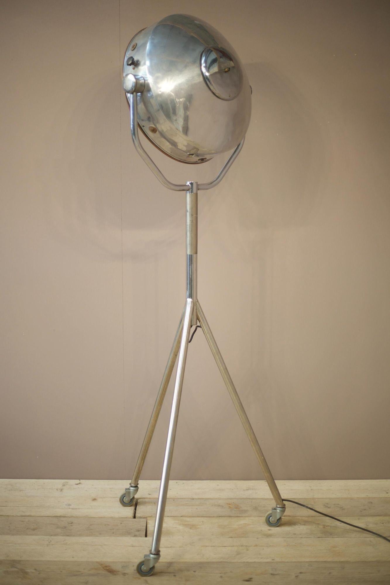 20th Century Chrome and Brass Medical Floor Lamp For Sale 5