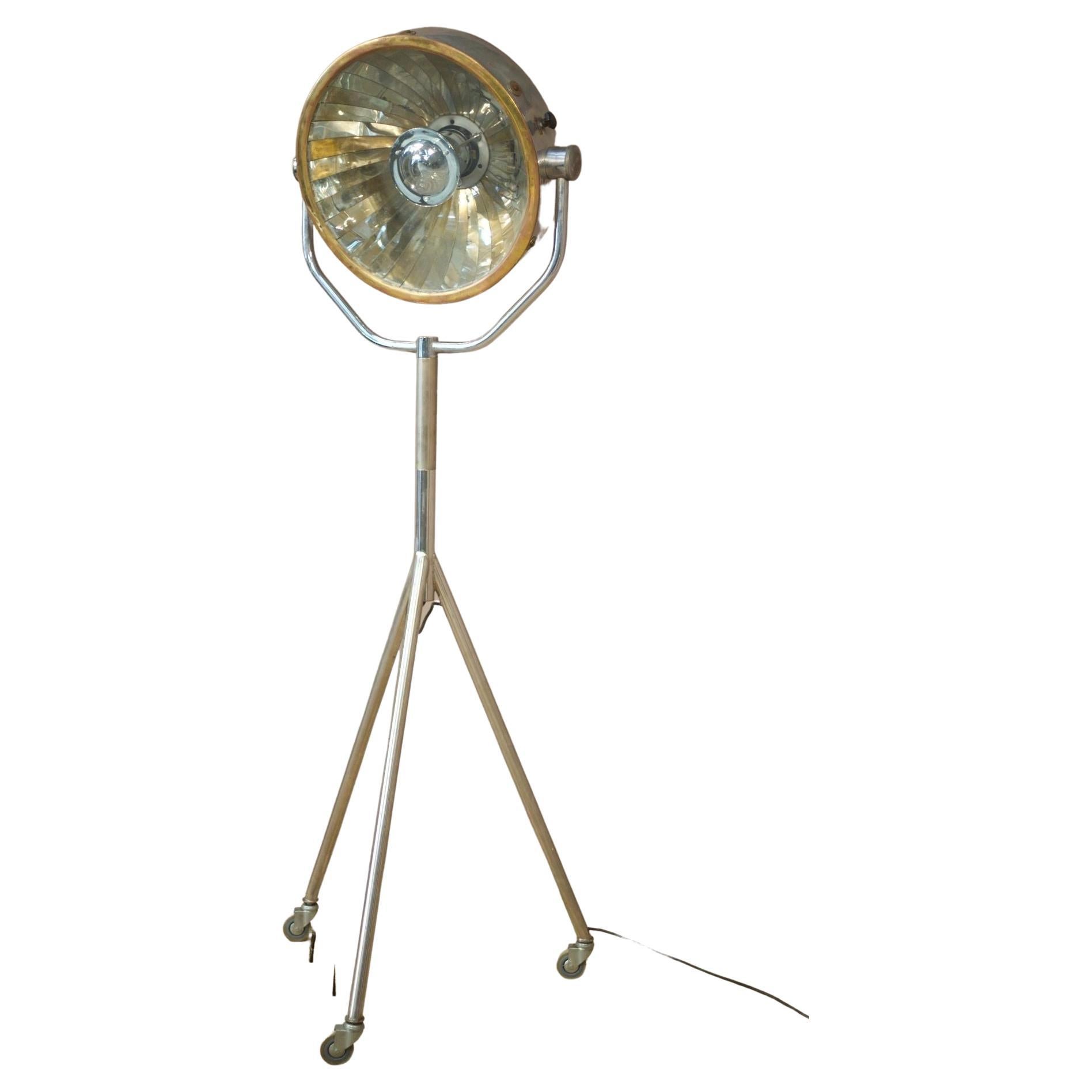 20th Century Chrome and Brass Medical Floor Lamp For Sale