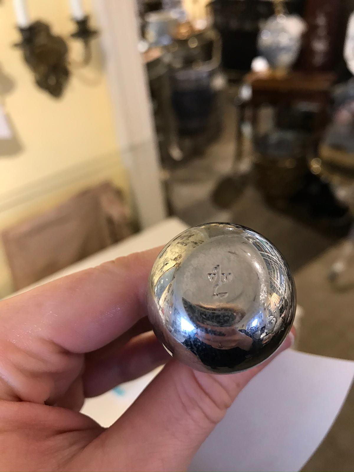 20th century chrome fireplace damper pull, marked.