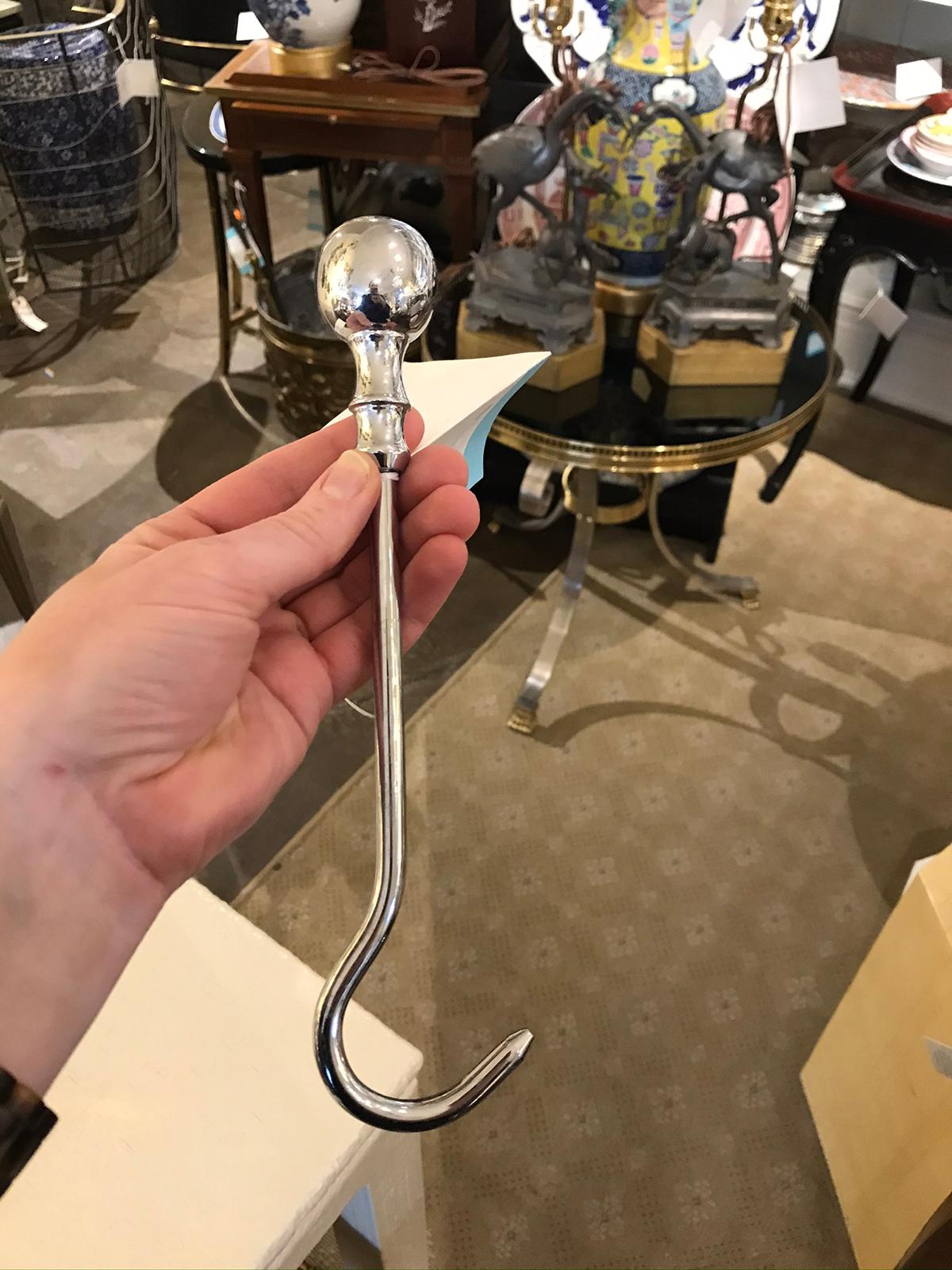 20th Century Chrome Fireplace Damper Pull, Marked In Good Condition In Atlanta, GA