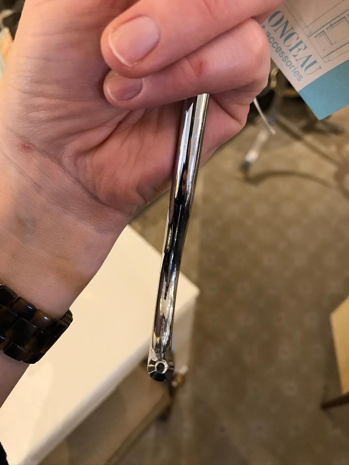 20th Century Chrome Fireplace Damper Pull, Marked 3