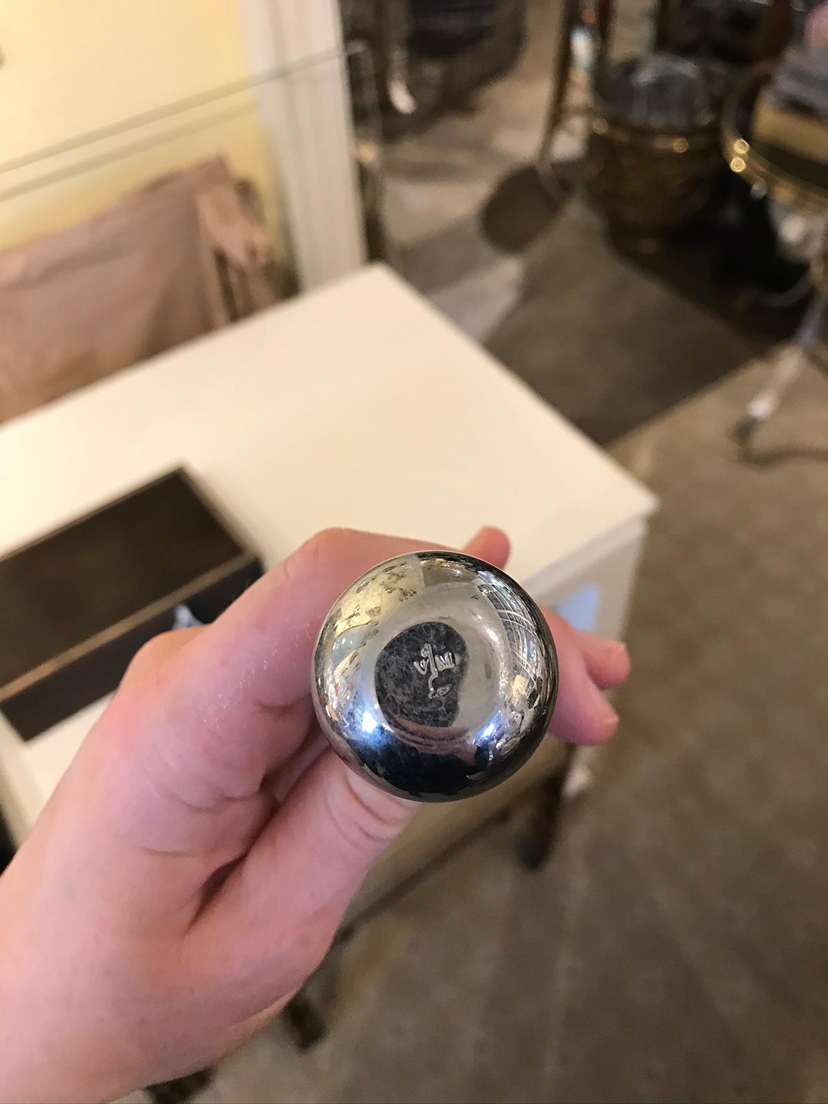 20th Century Chrome Fireplace Damper Pull, Marked 5