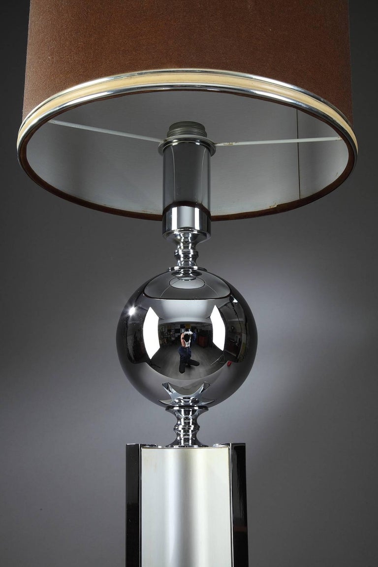 Mid-Century Modern 20th Century Chrome-Plated Metal Lamp in Charles House Style For Sale