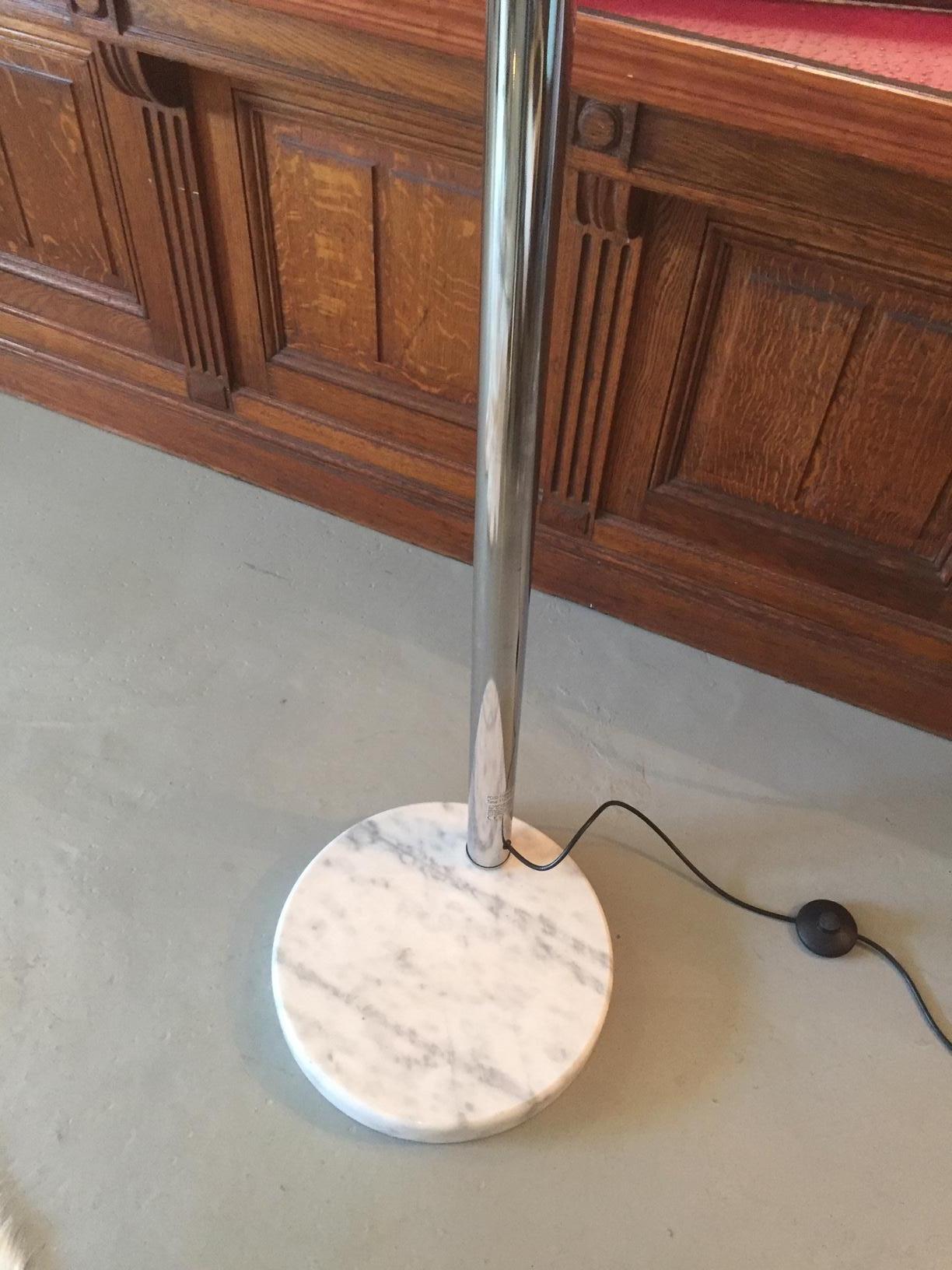 20th Century, Chromed Floor Lamp with Marble Base, 1970s 4
