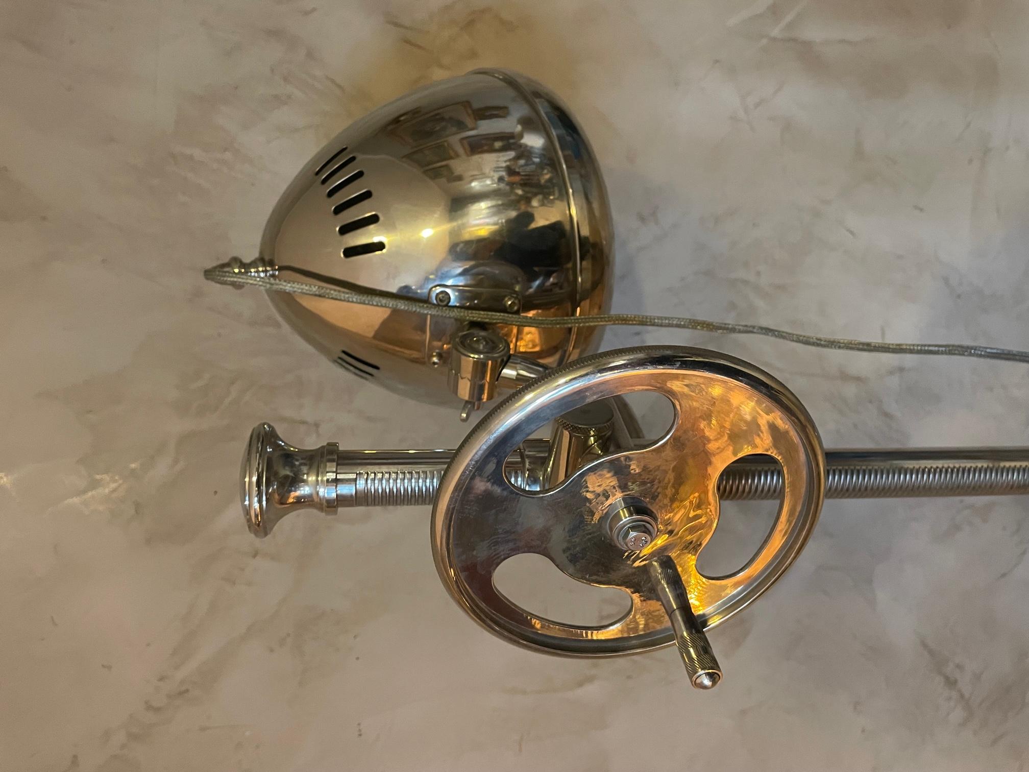20th Century Chromed Metal Adjustable and Rolling Lamp Floor, 1950s 7