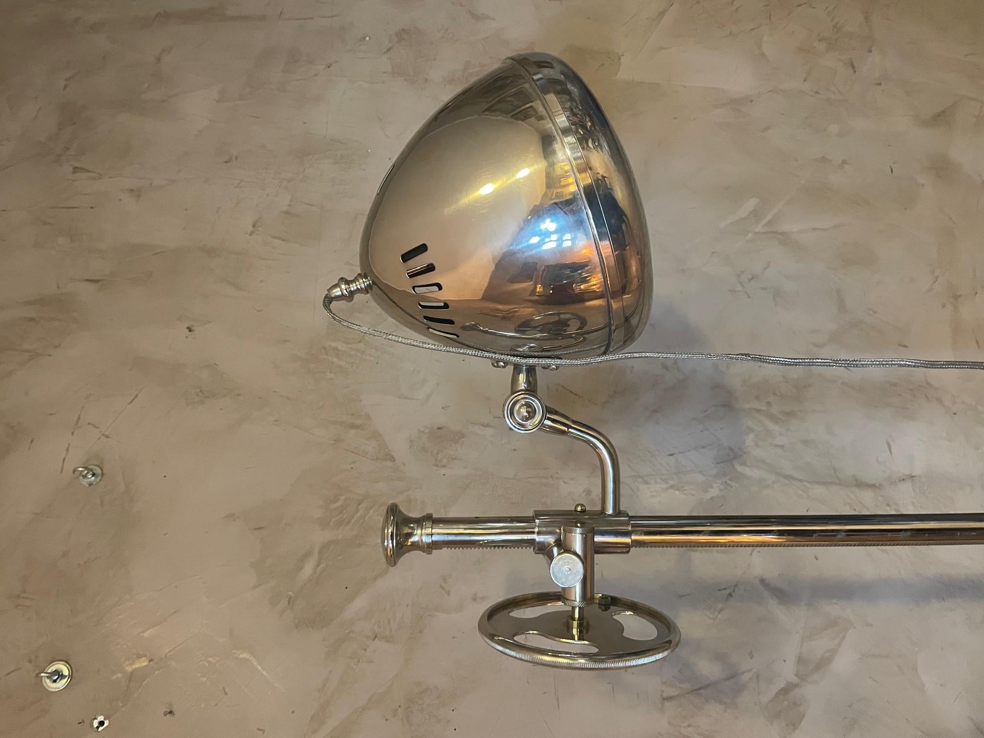 Mid-20th Century 20th Century Chromed Metal Adjustable and Rolling Lamp Floor, 1950s