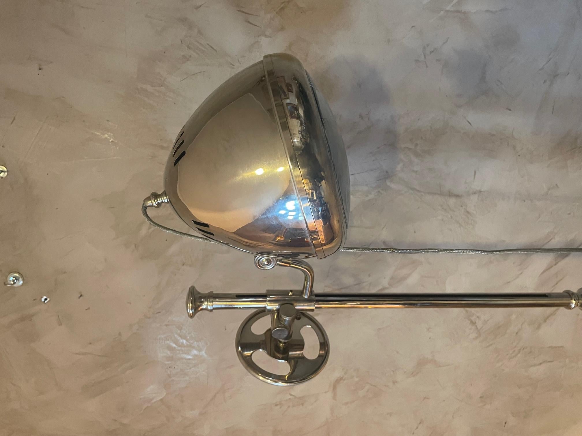 20th Century Chromed Metal Adjustable and Rolling Lamp Floor, 1950s 1