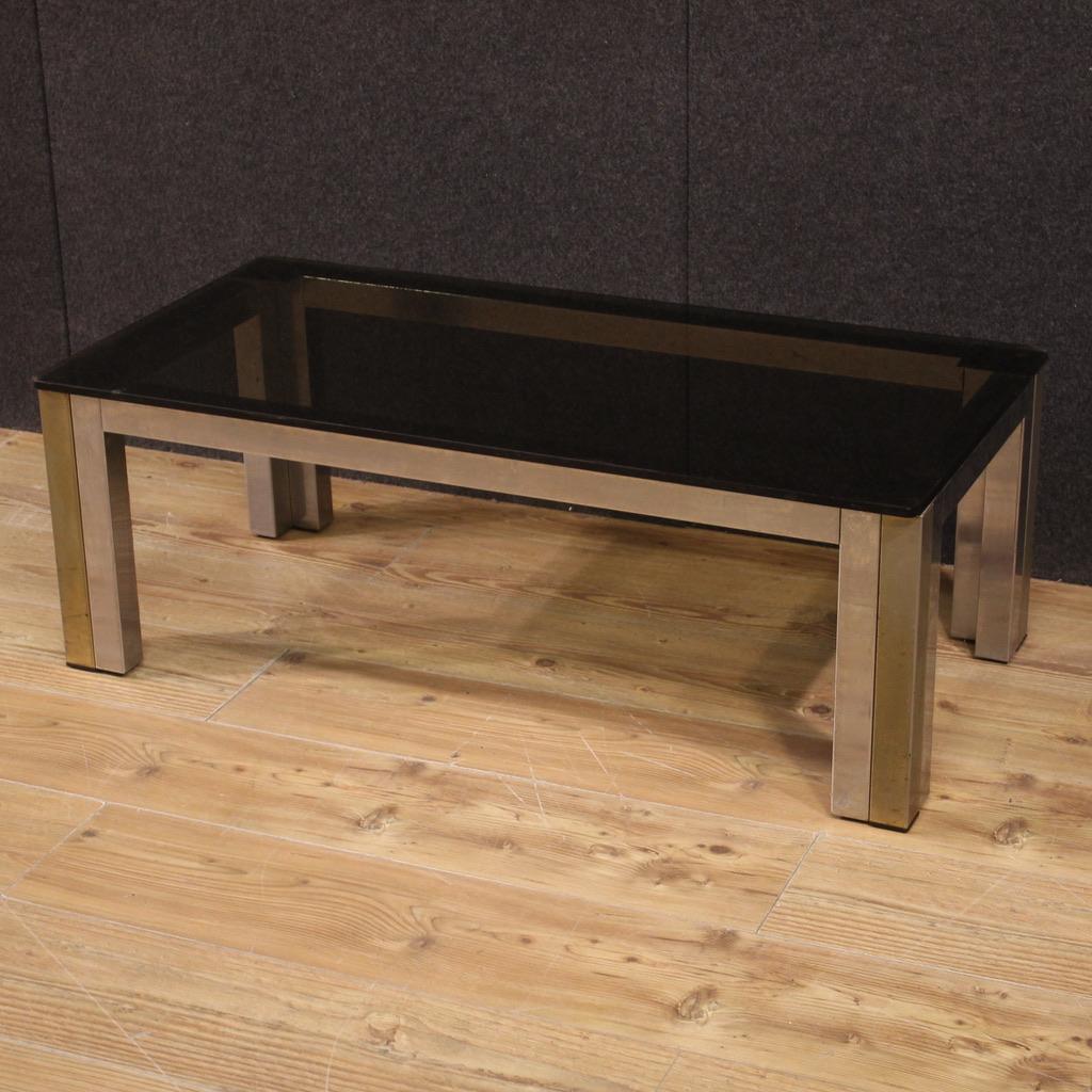 20th Century Chromed Metal and Glass Top Italian Modern Design Coffee Table 1970s For Sale 1