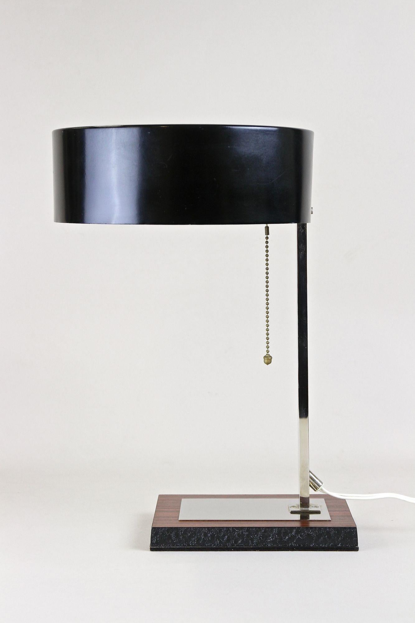 20th Century Chromed Table Lamp With Black Metal Lamp Shade, AT circa 1950 For Sale 1