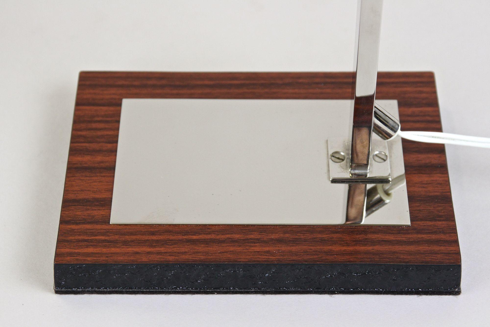 20th Century Chromed Table Lamp With Black Metal Lamp Shade, AT circa 1950 For Sale 2