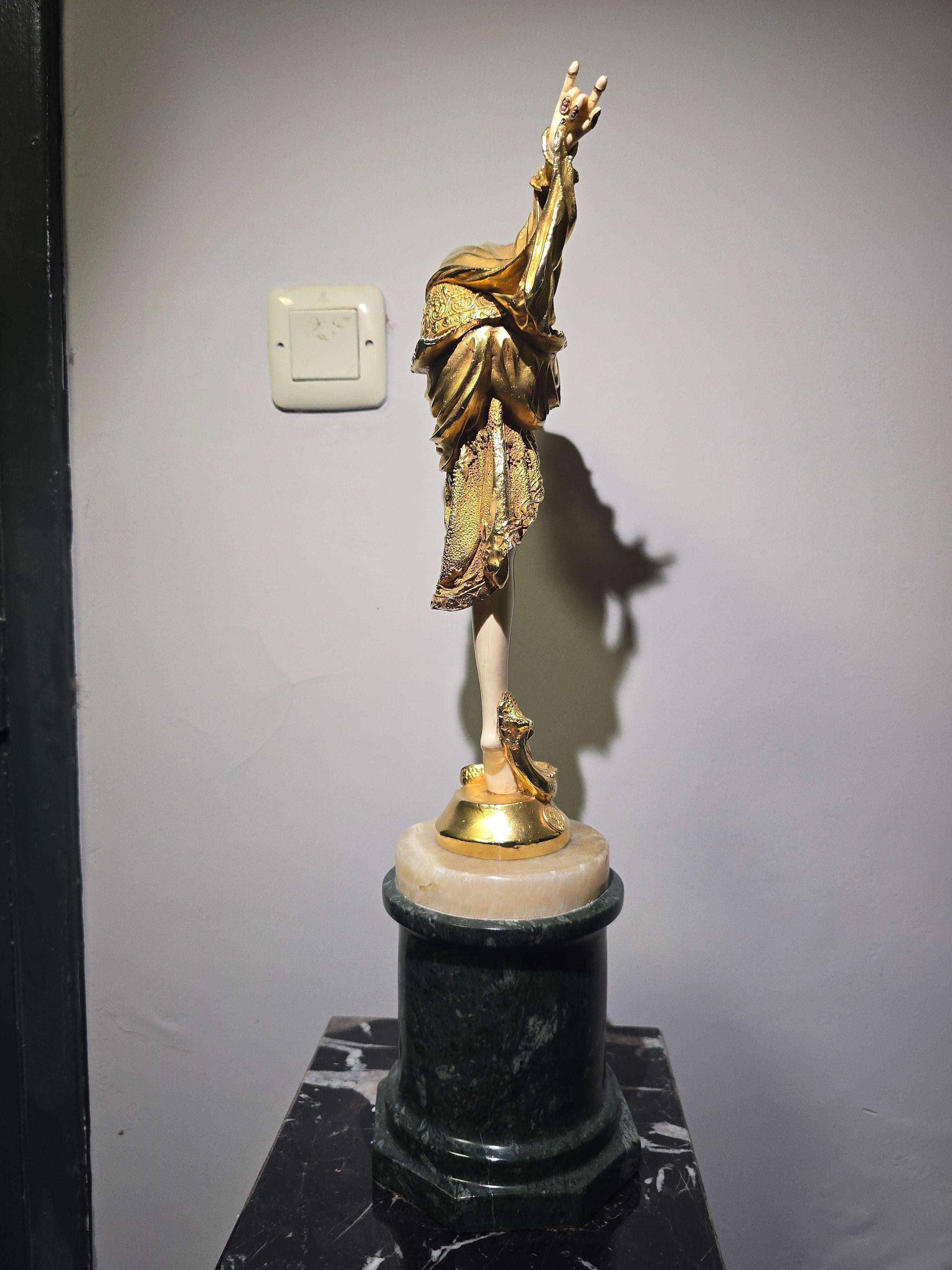 Bronze 20th-Century Chryselephantine Sculpture by J.R. Colinet For Sale