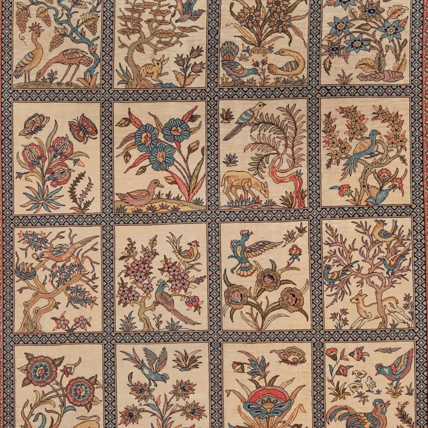 Turkish 20th Century Cinar Signed Silk Carpet For Sale