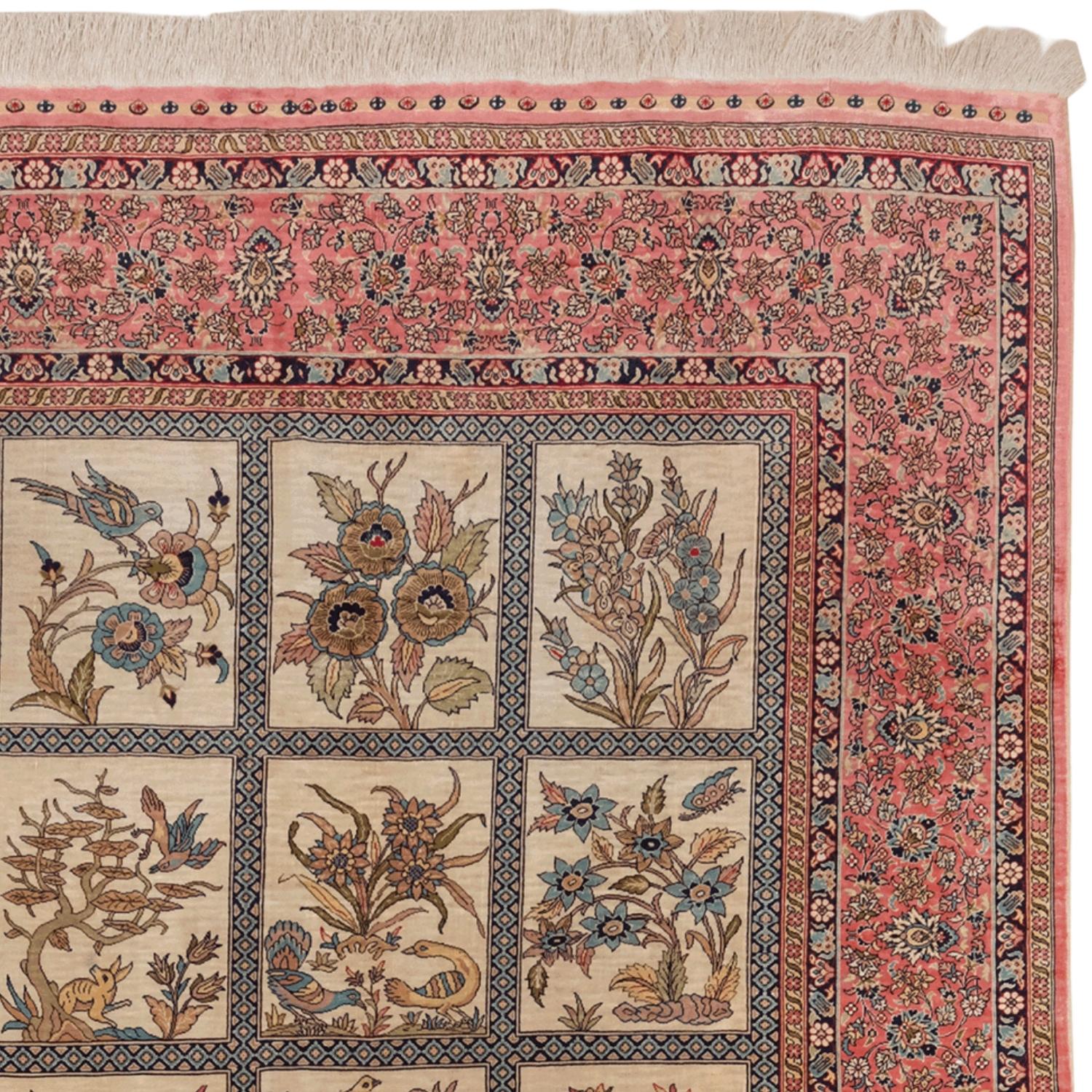 Hand-Woven 20th Century Cinar Signed Silk Carpet For Sale