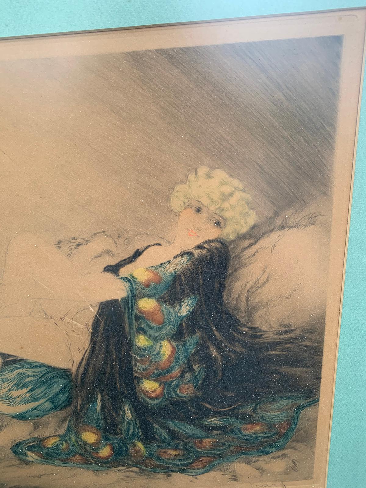 20th Century circa 1926 French Hand Colored Etching by Louis Icart, Signed For Sale 3