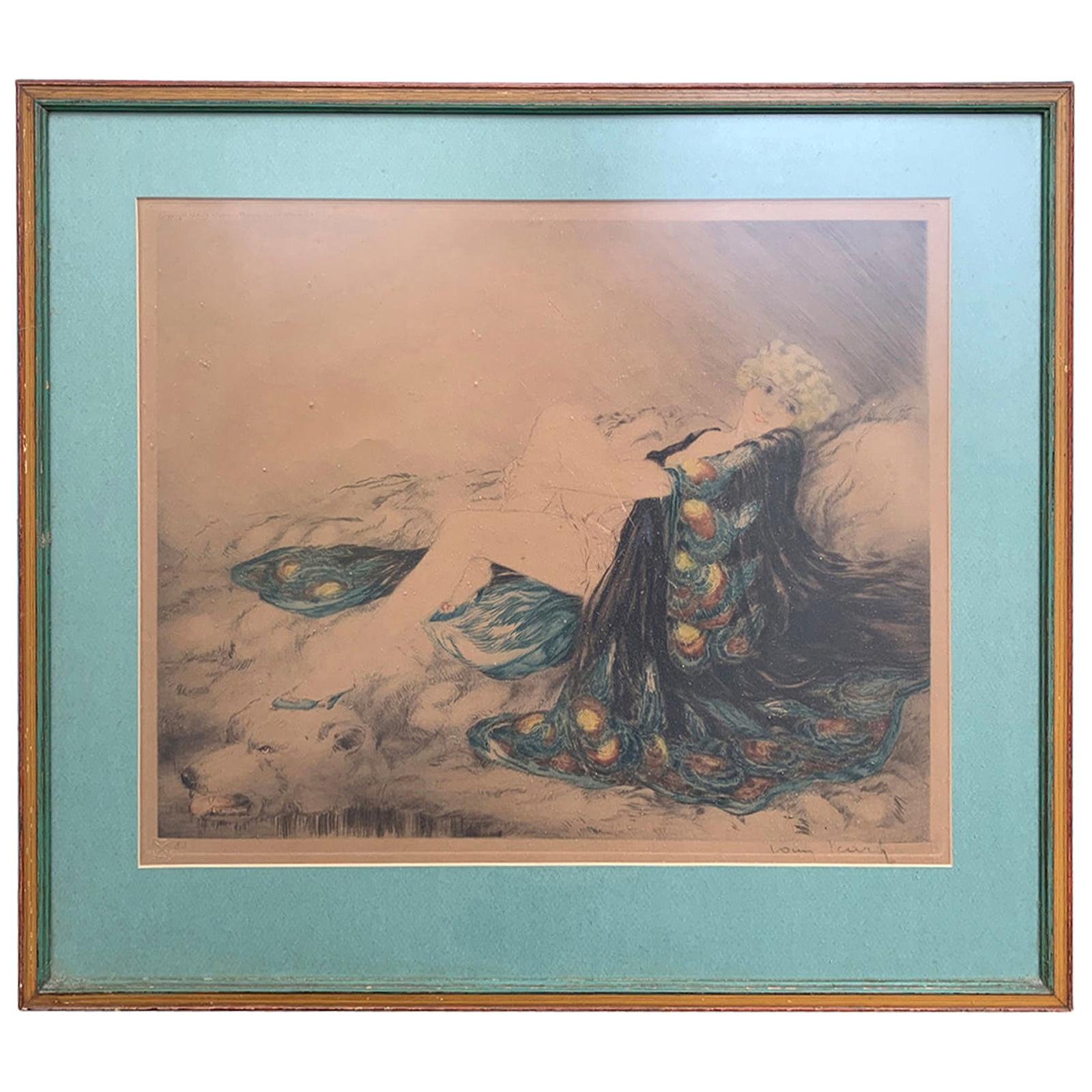 20th Century circa 1926 French Hand Colored Etching by Louis Icart, Signed For Sale