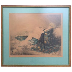 20th Century circa 1926 French Hand Colored Etching by Louis Icart, Signed