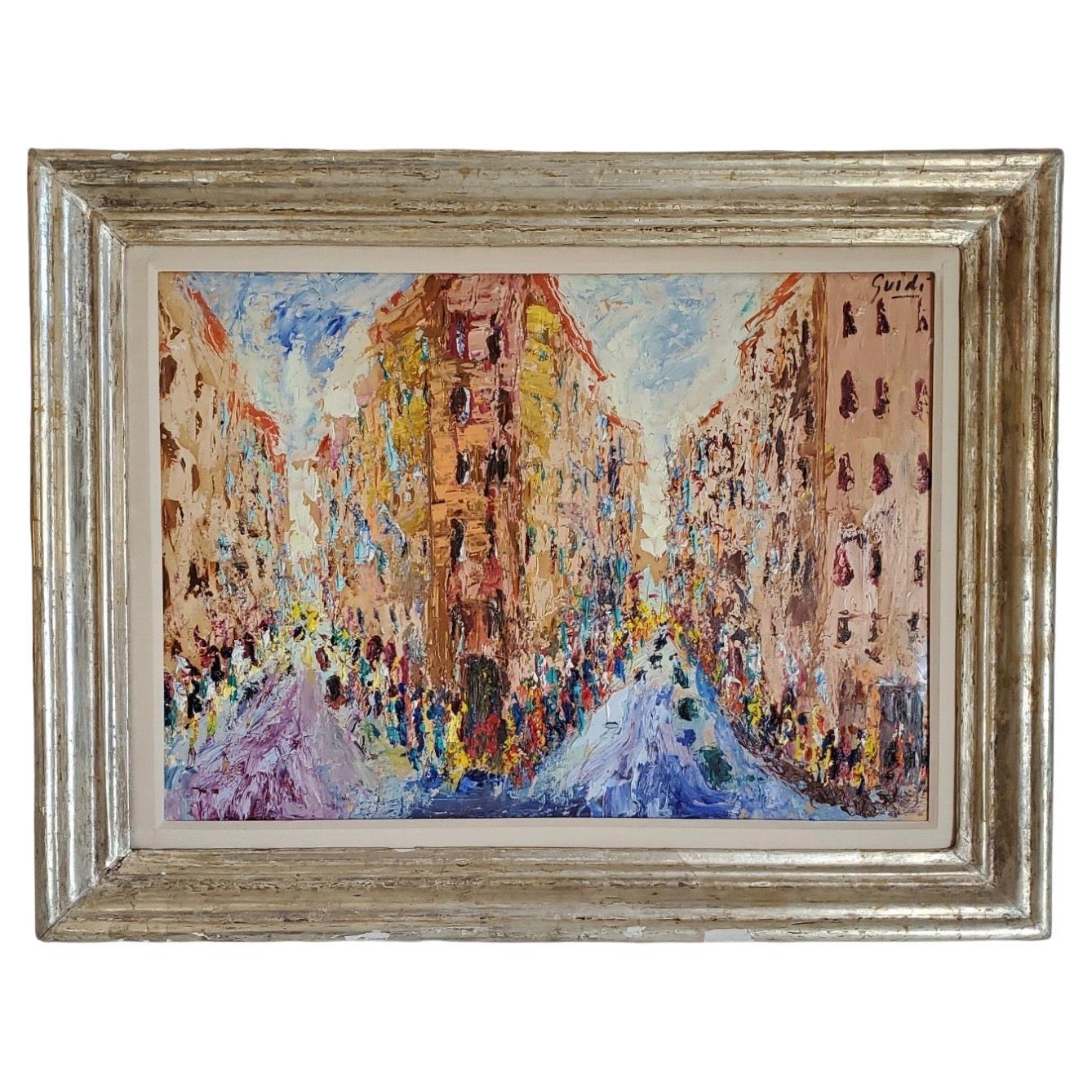 20th Century City Scene Painting For Sale
