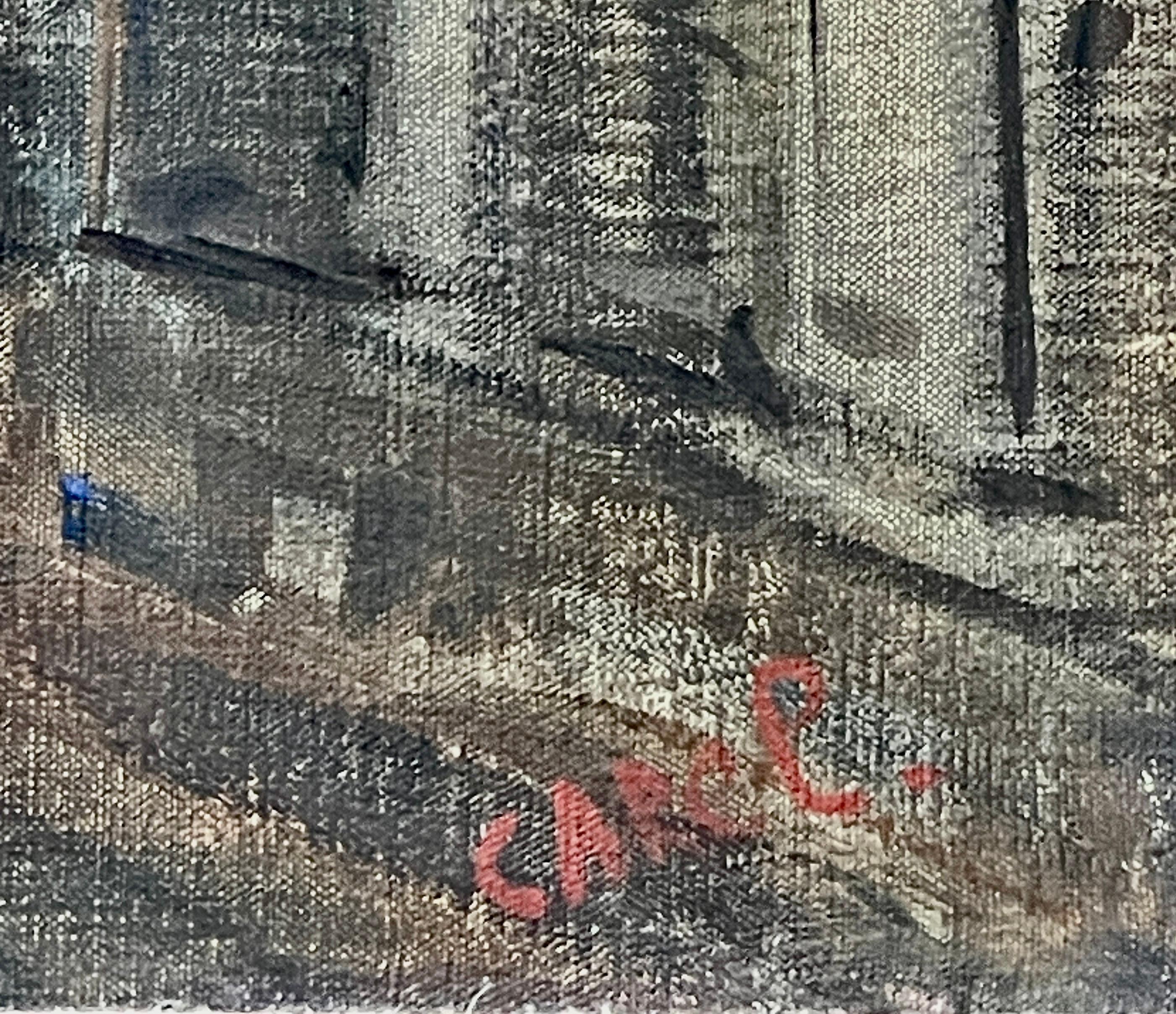 Am 20. Jahrhundert. Stadtbild Paris bei Nacht in Montmartre, Öl auf Leinwand, signiert im Angebot 5