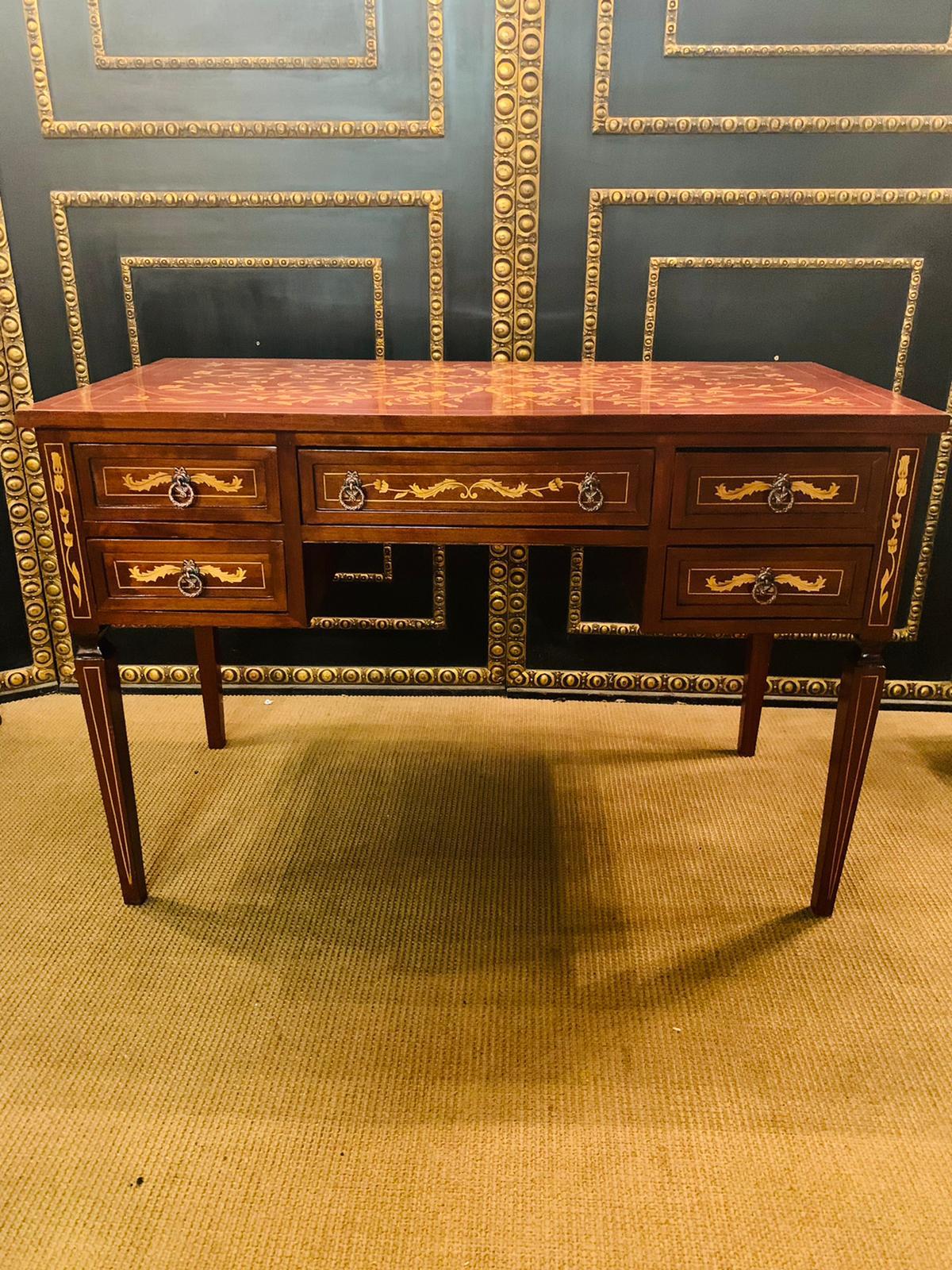 Wood 20th Century Classic Desk in the antique Style of Classicism with Inlays 