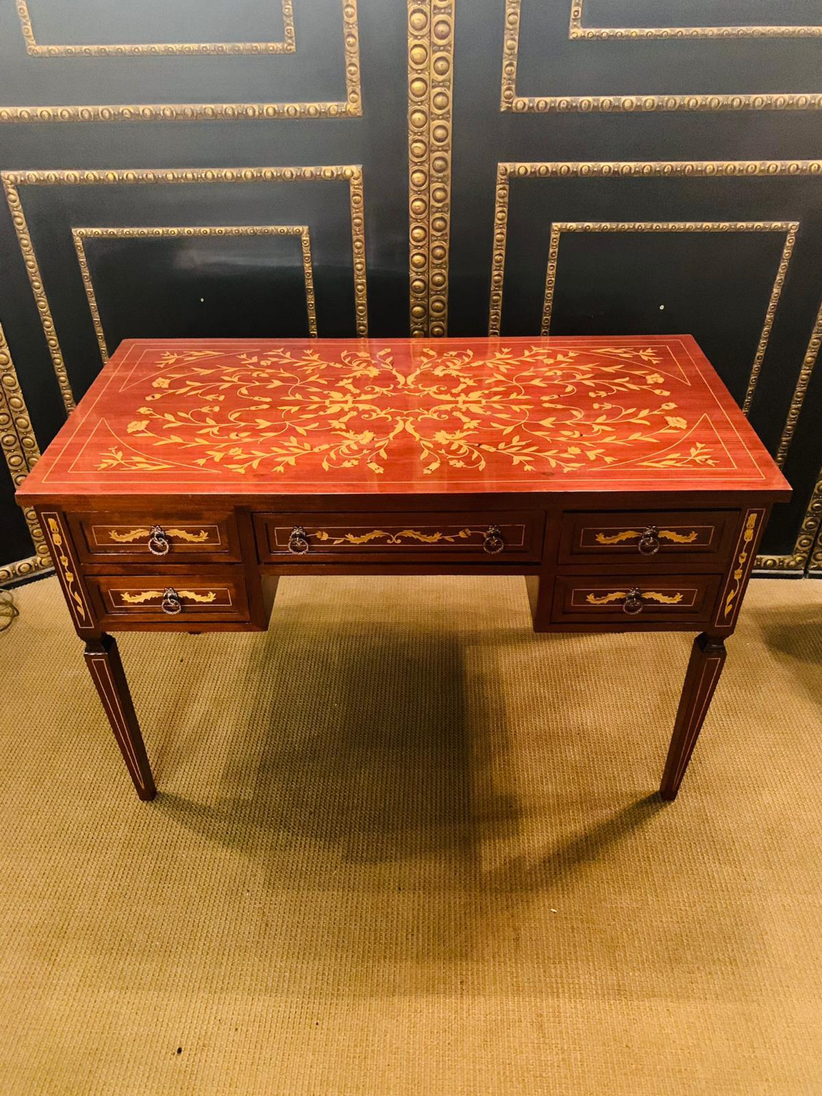 20th Century Classic Desk in the antique Style of Classicism with Inlays 1