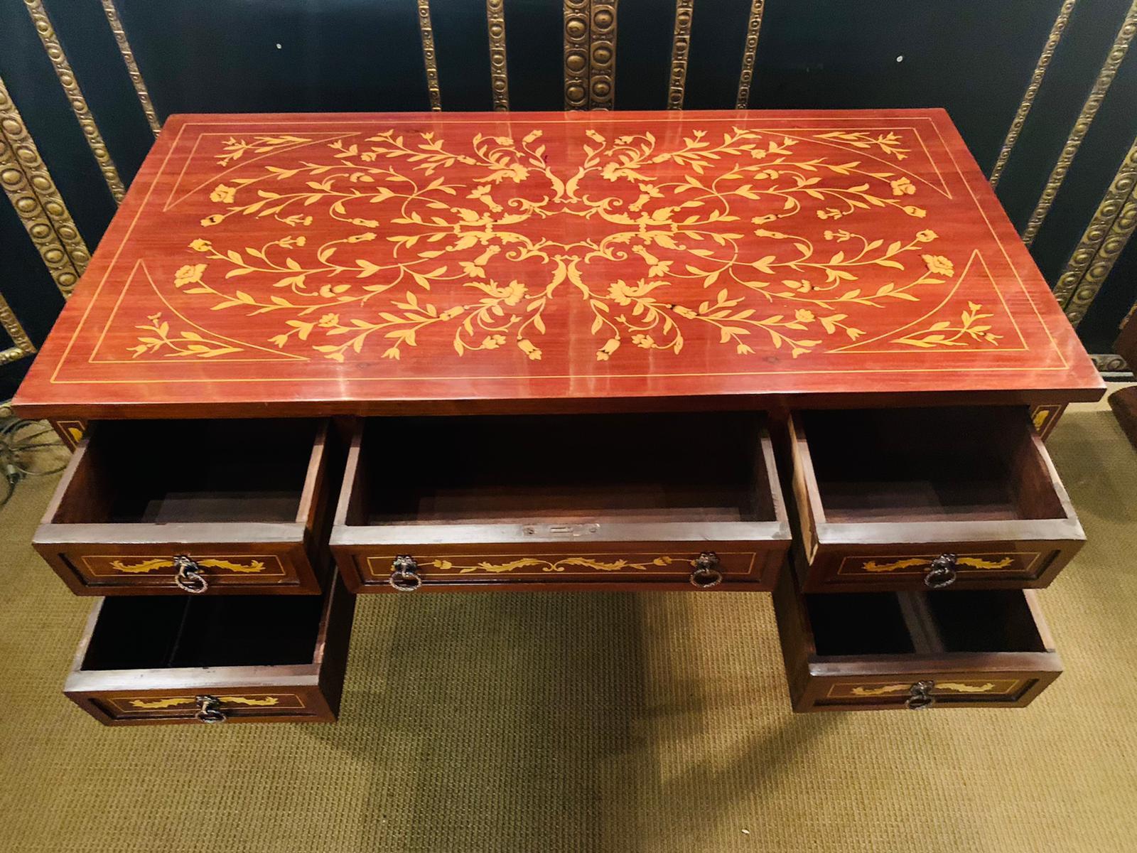 20th Century Classic Desk in the antique Style of Classicism with Inlays  2