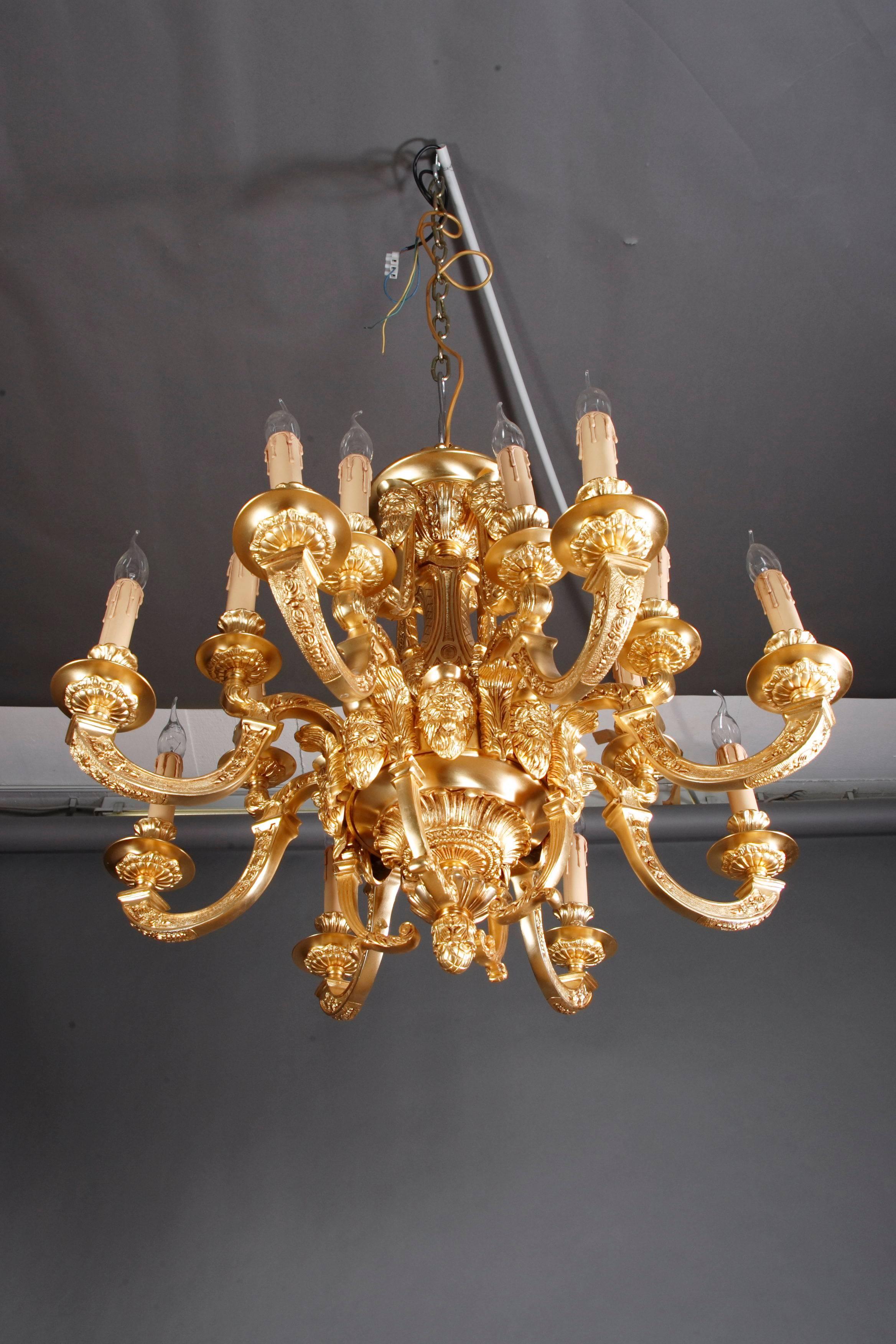 20th Century Classic French Chandelier in antique Louis Seize Style bronze For Sale 4