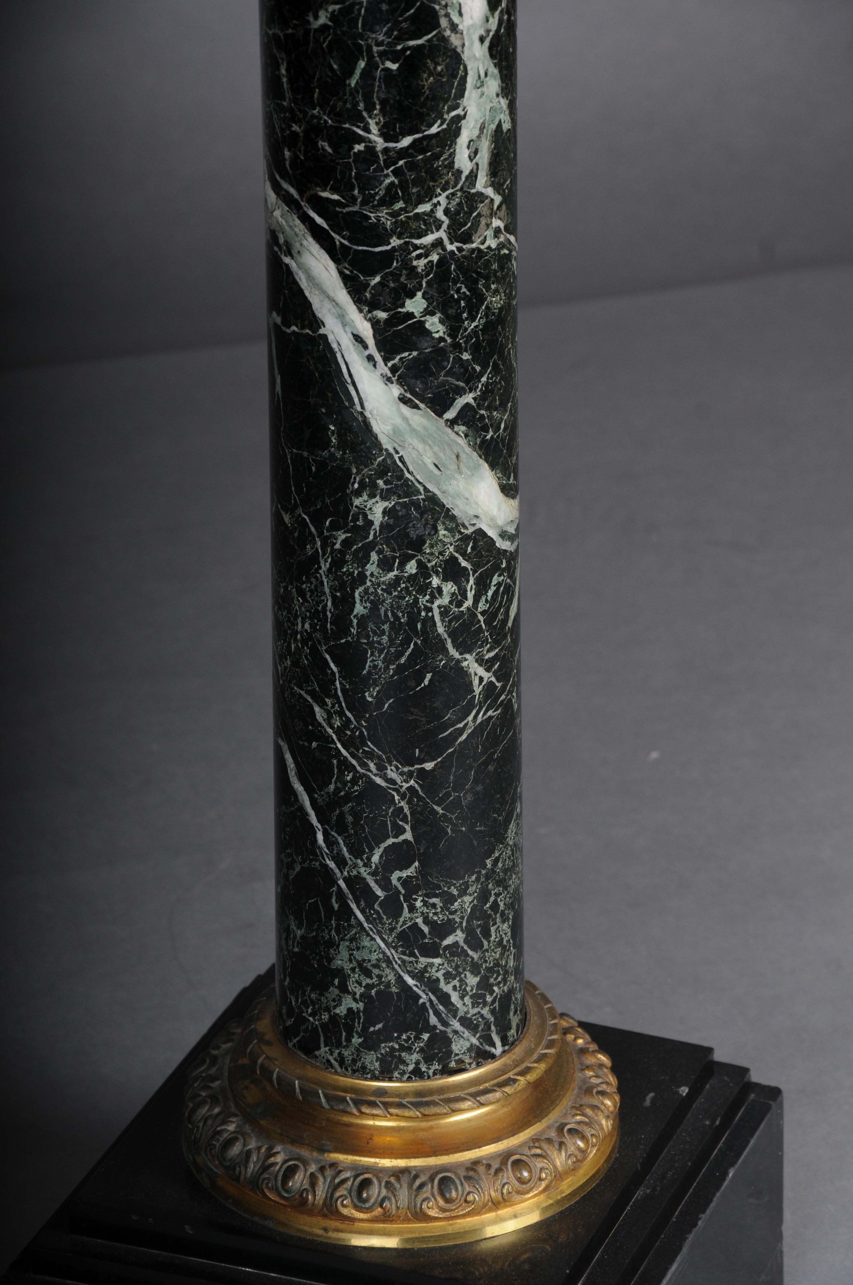 20th Century Classic French marble column, black with gold brass. For Sale 8