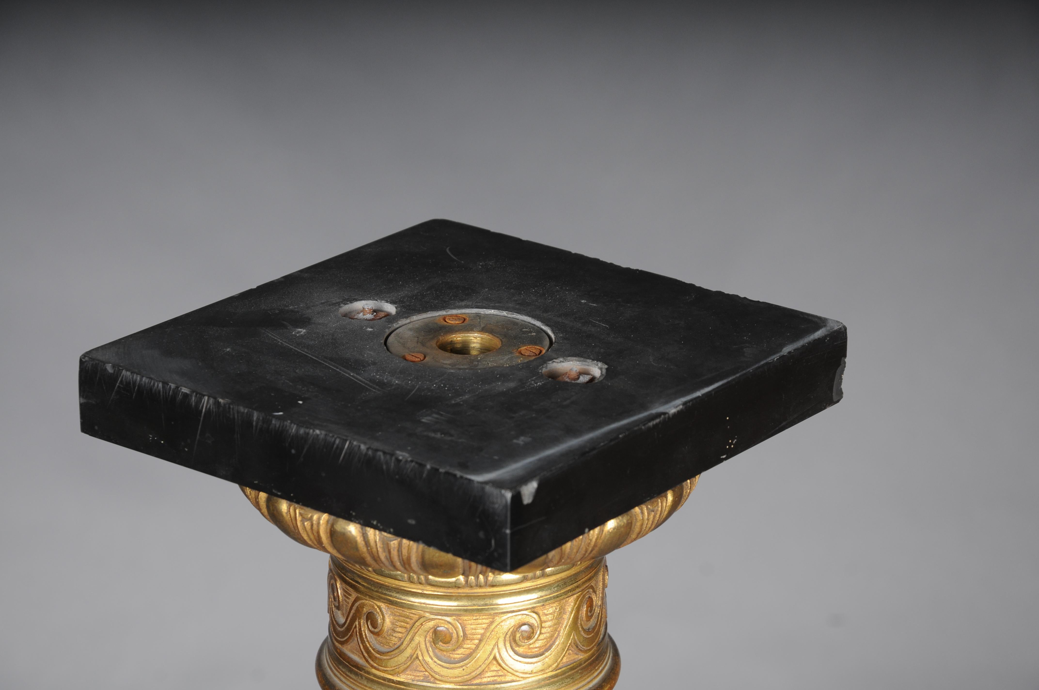 20th Century Classic French marble column, black with gold brass. For Sale 13