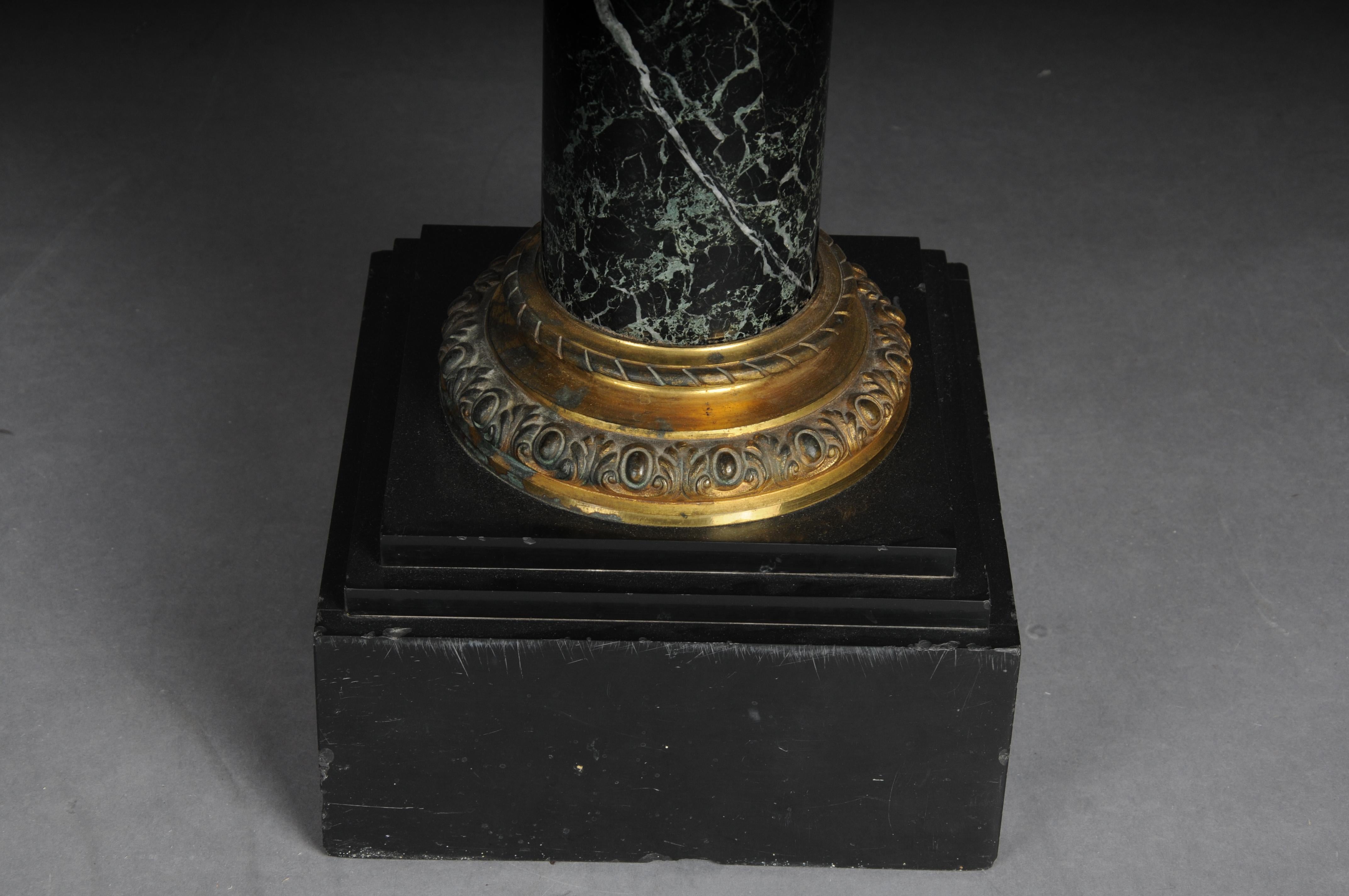 20th Century Classic French marble column, black with gold brass. For Sale 1