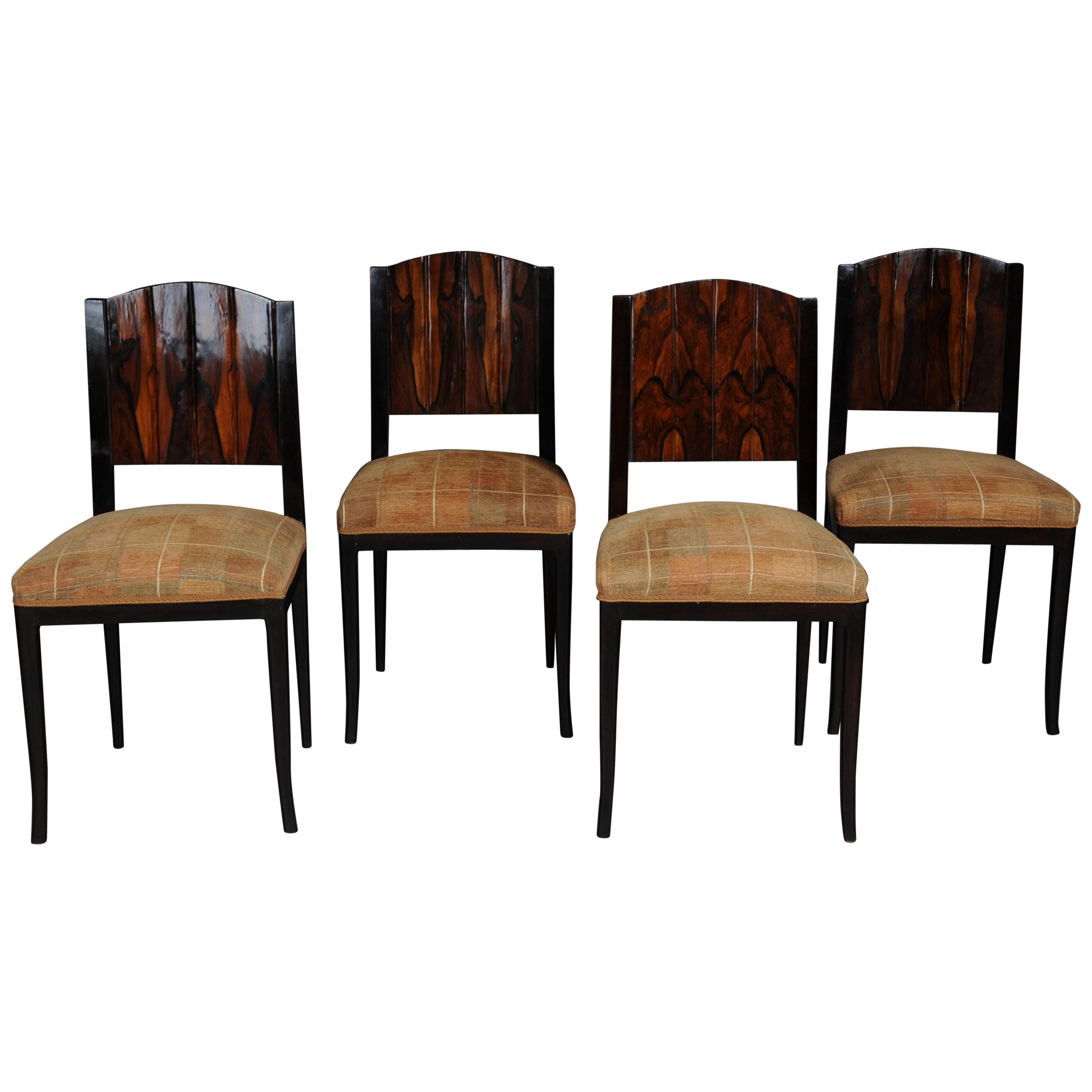 20th Century Classic Set of 4 Chairs in Art Deco Style
