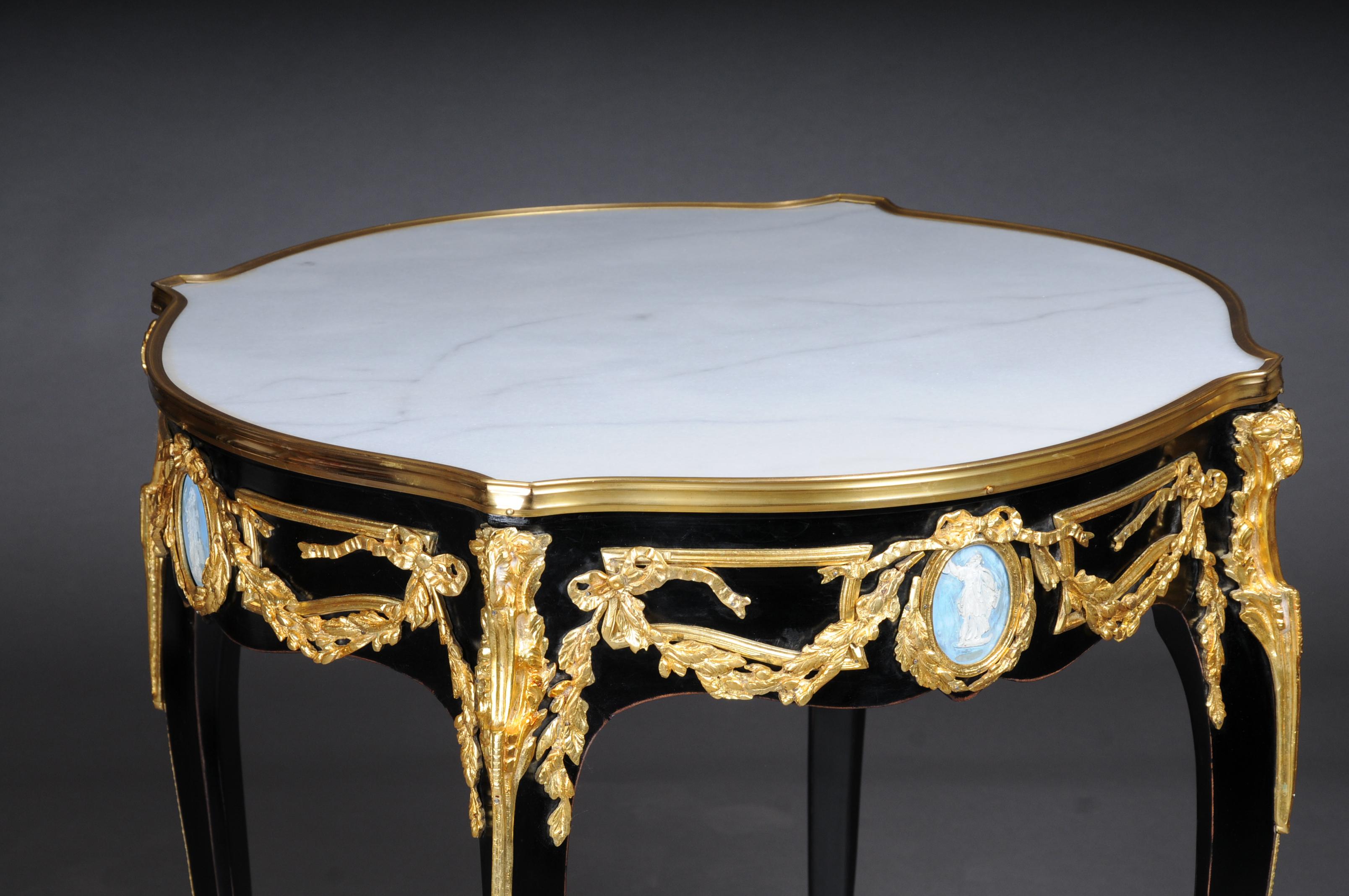 20th Century Classic Side Table, Gilt Bronze, Black, Louis XV For Sale 5