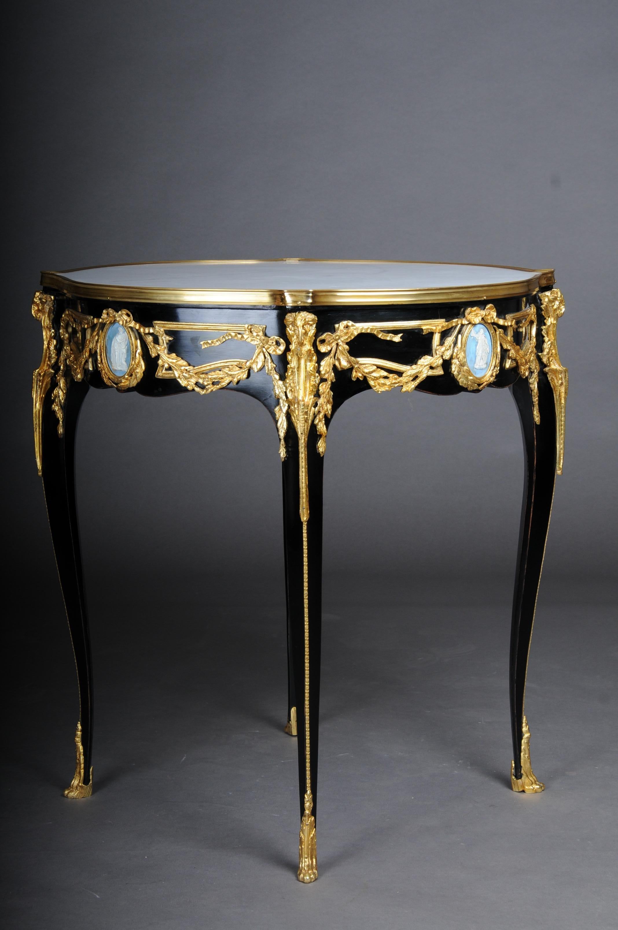 20th Century Classic Side Table, Gilt Bronze, Black, Louis XV For Sale 7