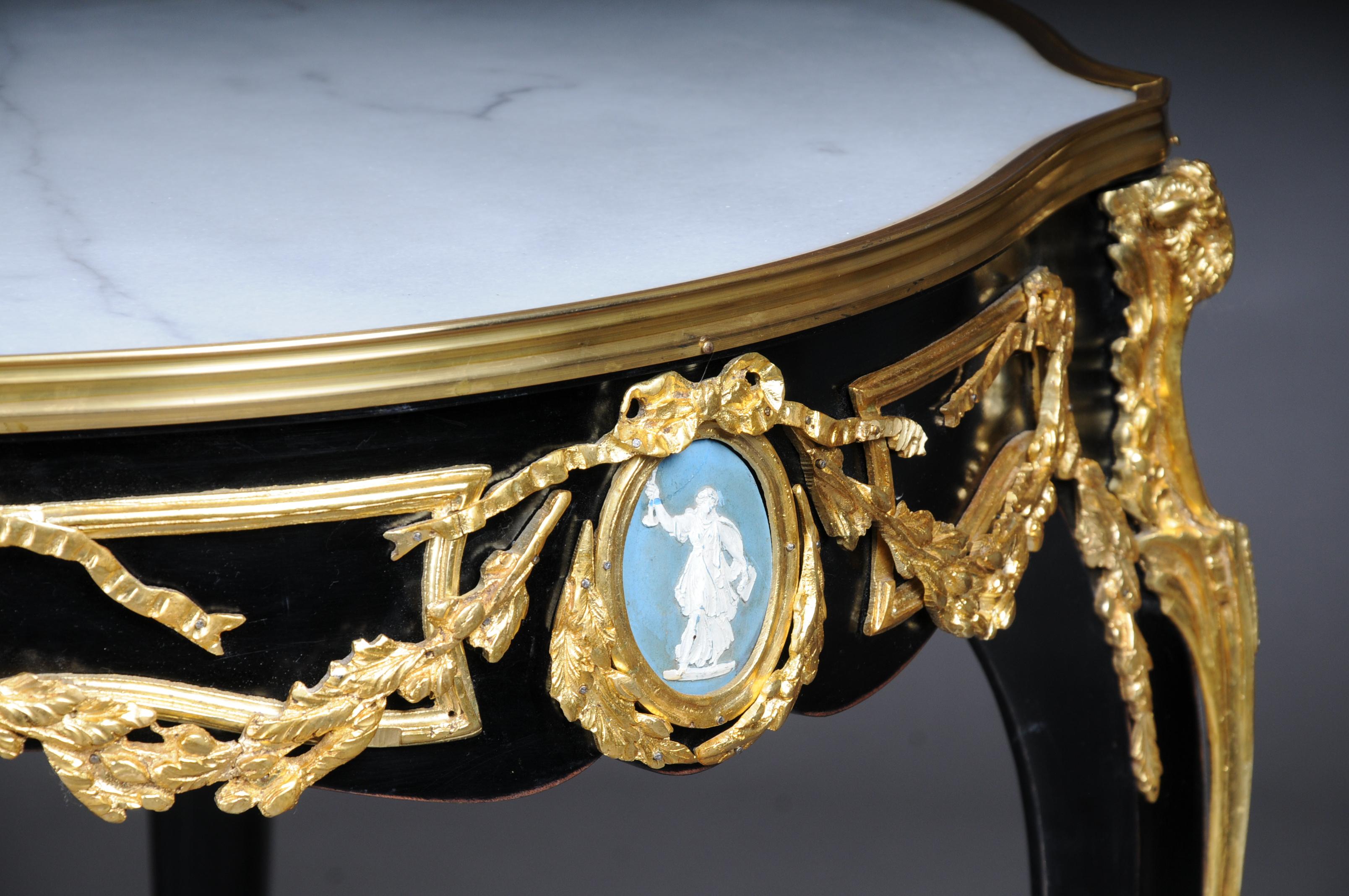 20th Century Classic Side Table, Gilt Bronze, Black, Louis XV For Sale 6
