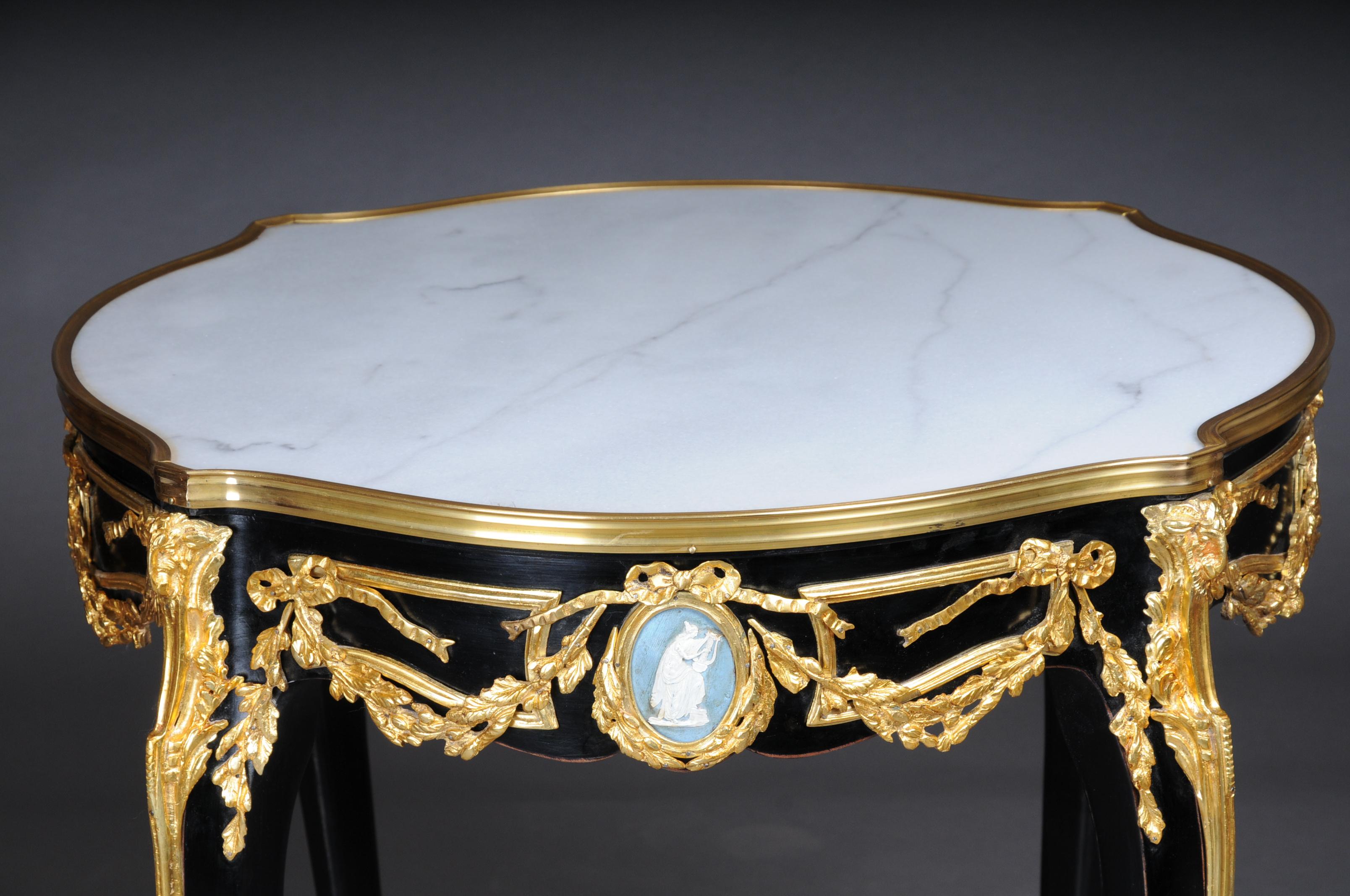20th Century Classic Side Table, Gilt Bronze, Black, Louis XV For Sale 1