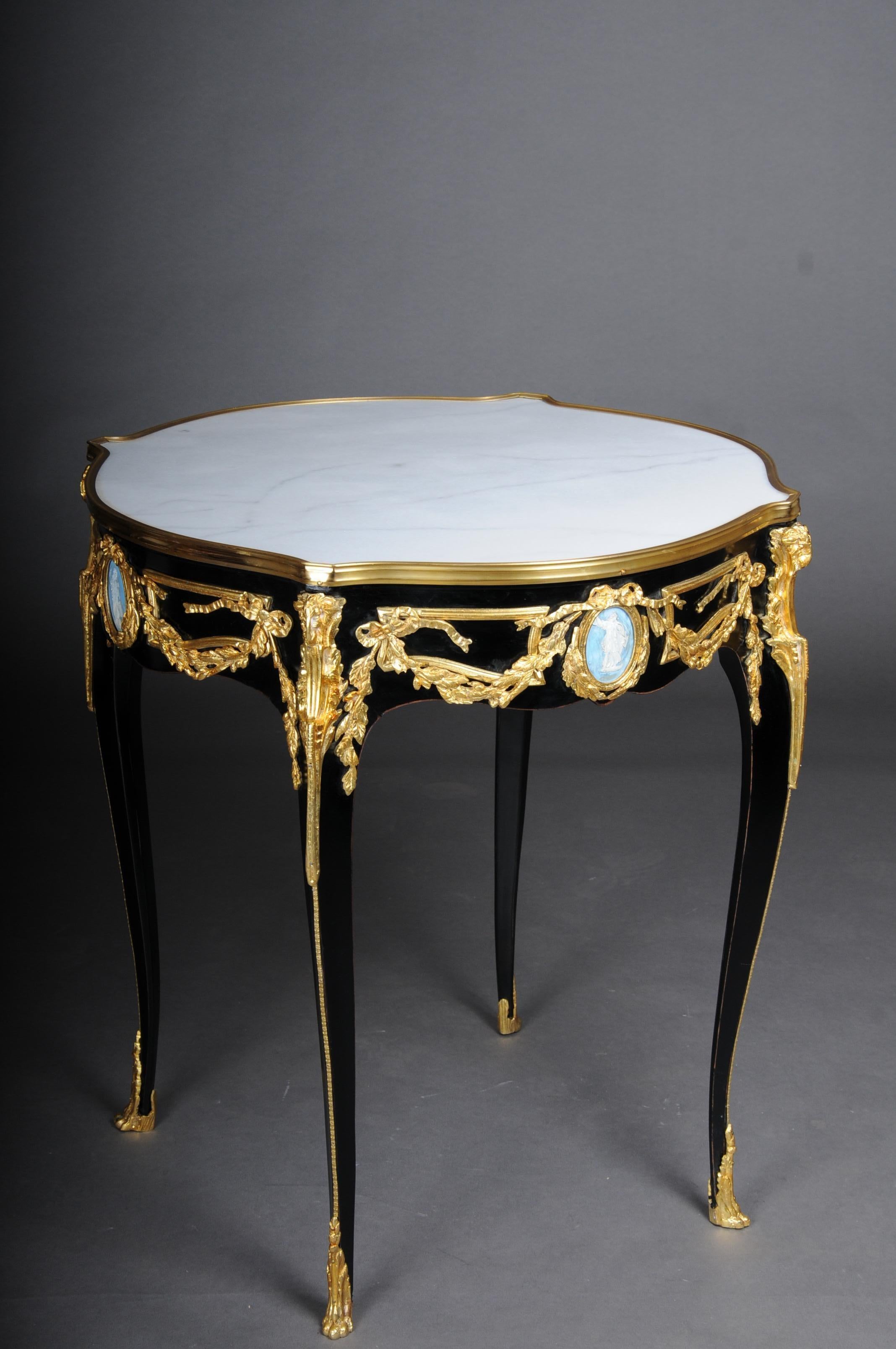 20th Century Classic Side Table, Gilt Bronze, Black, Louis XV For Sale 4