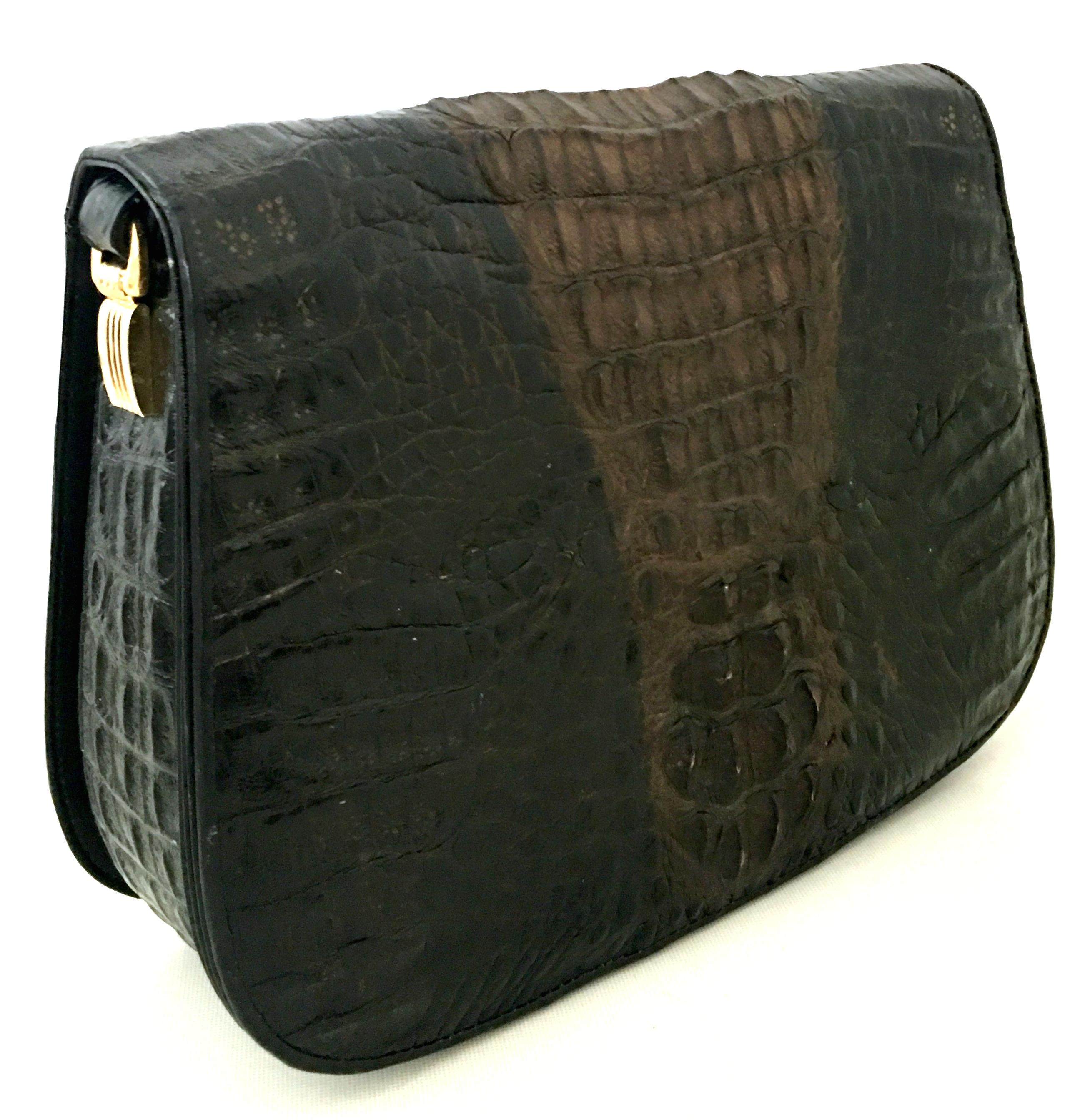 20th Century Classic Two-Tone Crocodile Hanbag By. K.C.H. In Good Condition For Sale In West Palm Beach, FL