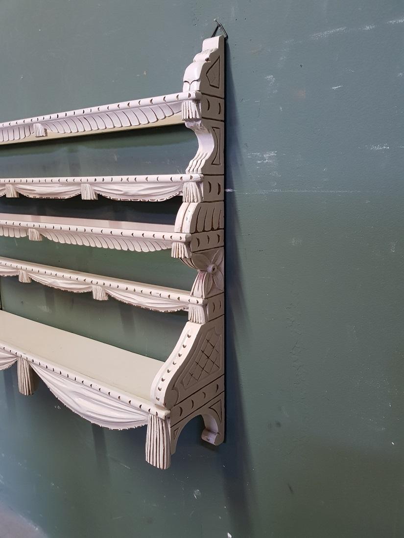Hand-Painted 20th Century Classic Wooden Plate Rack for on the Wall, in Louis XVI Style