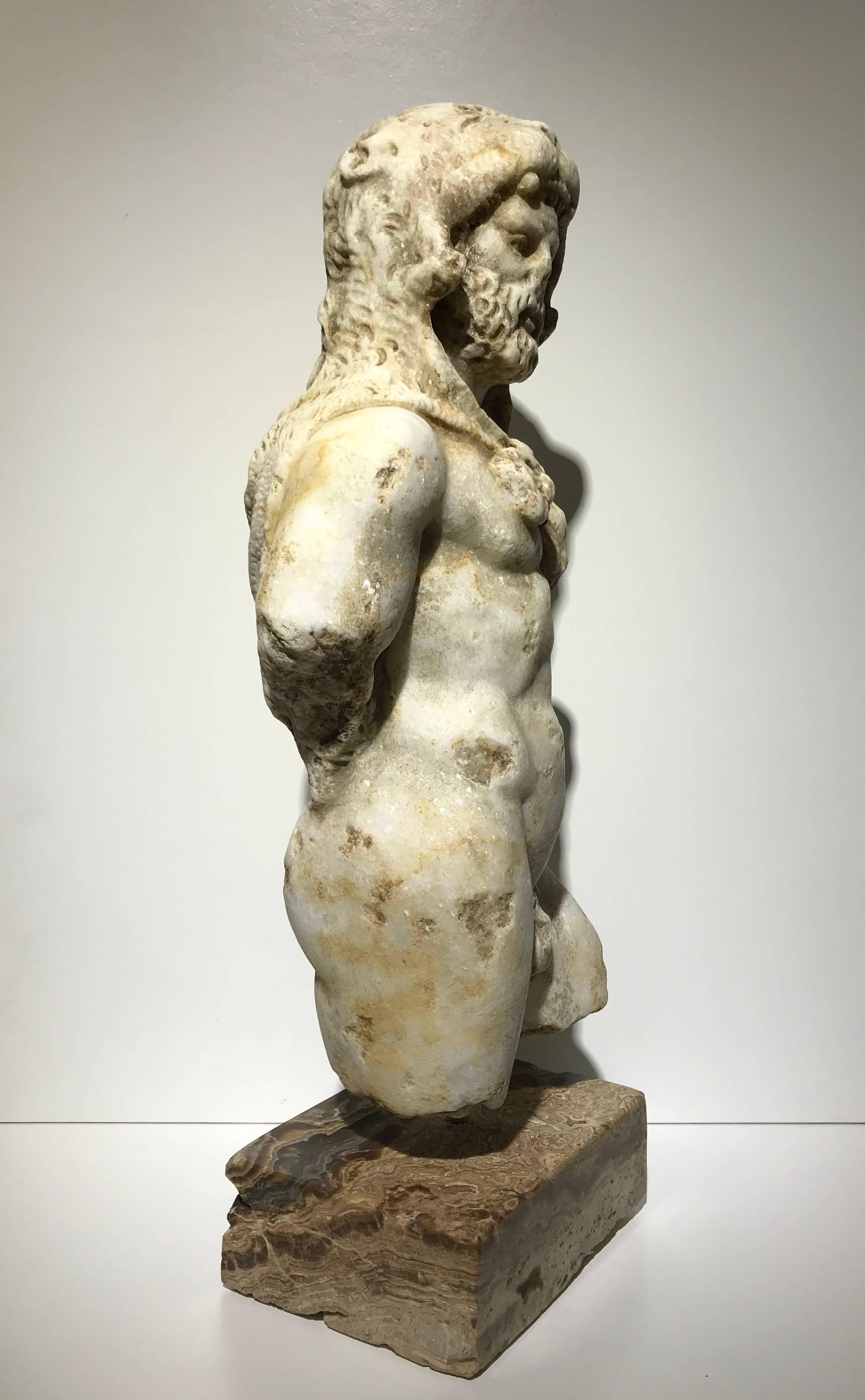 20th Century Classical Roman Marble Sculpture of Emperor Commodus as Hercules 7