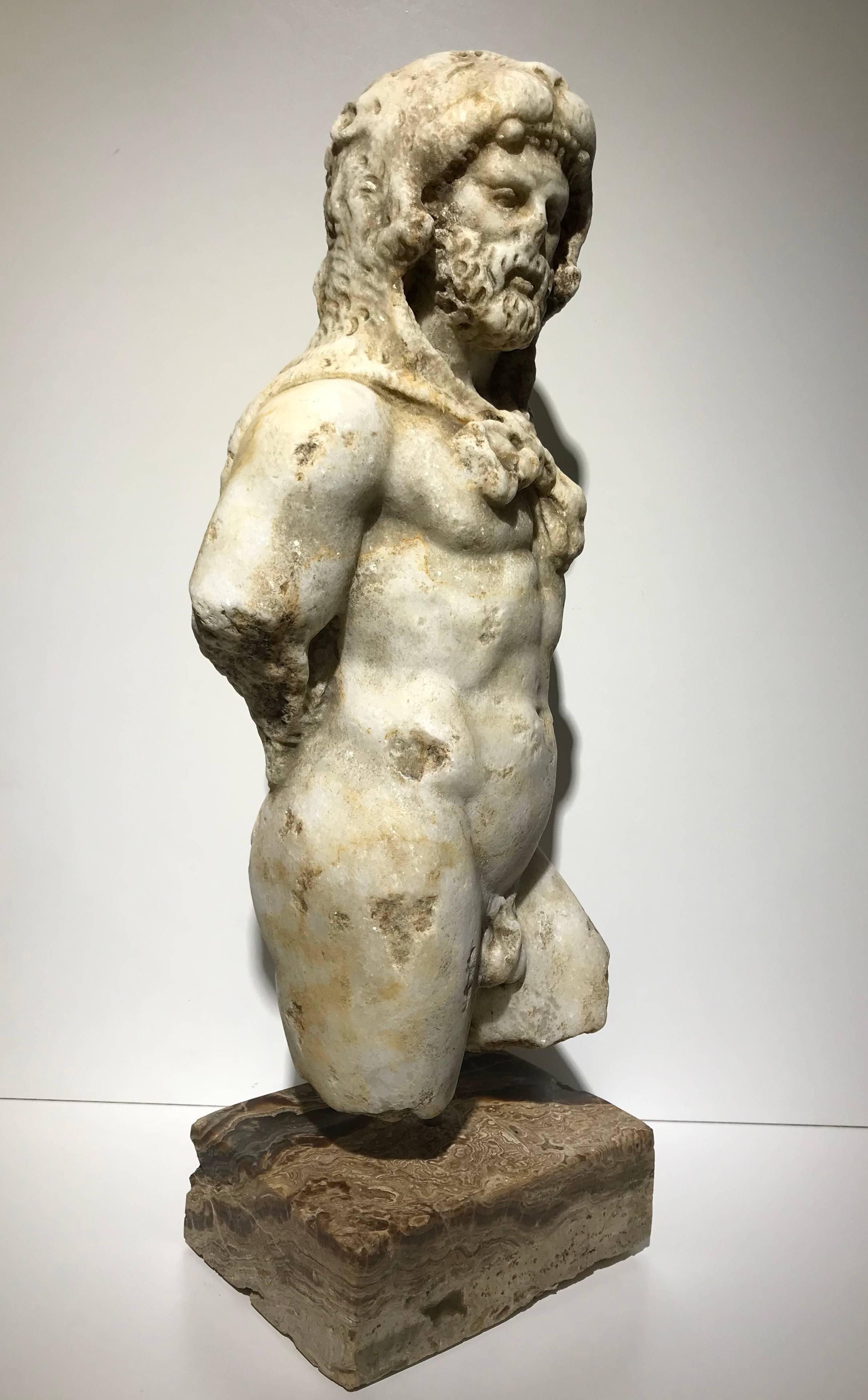 20th Century Classical Roman Marble Sculpture of Emperor Commodus as Hercules 8