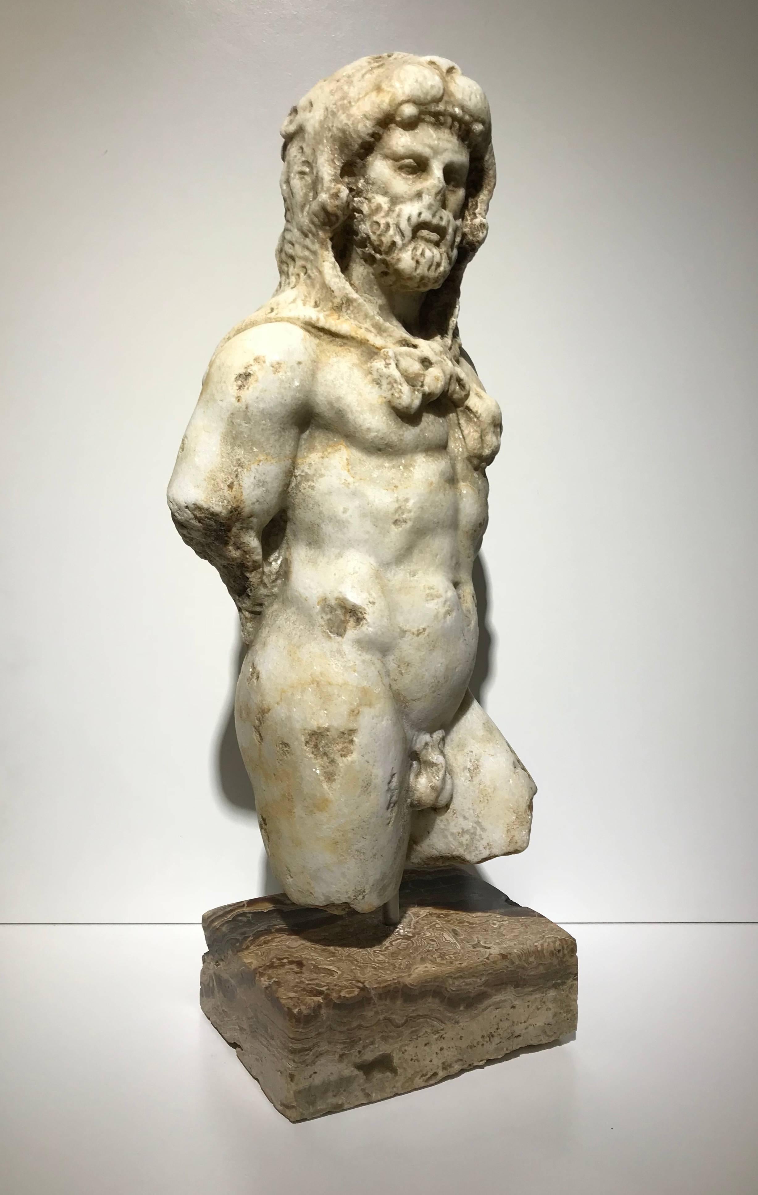 20th Century Classical Roman Marble Sculpture of Emperor Commodus as Hercules 9
