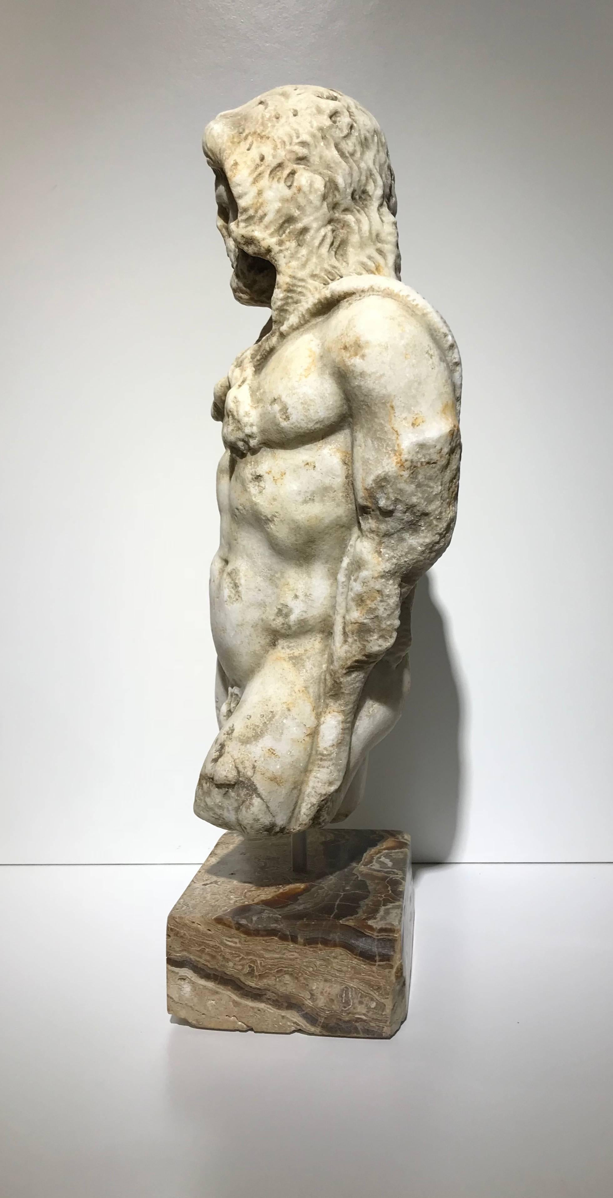 Italian 20th Century Classical Roman Marble Sculpture of Emperor Commodus as Hercules