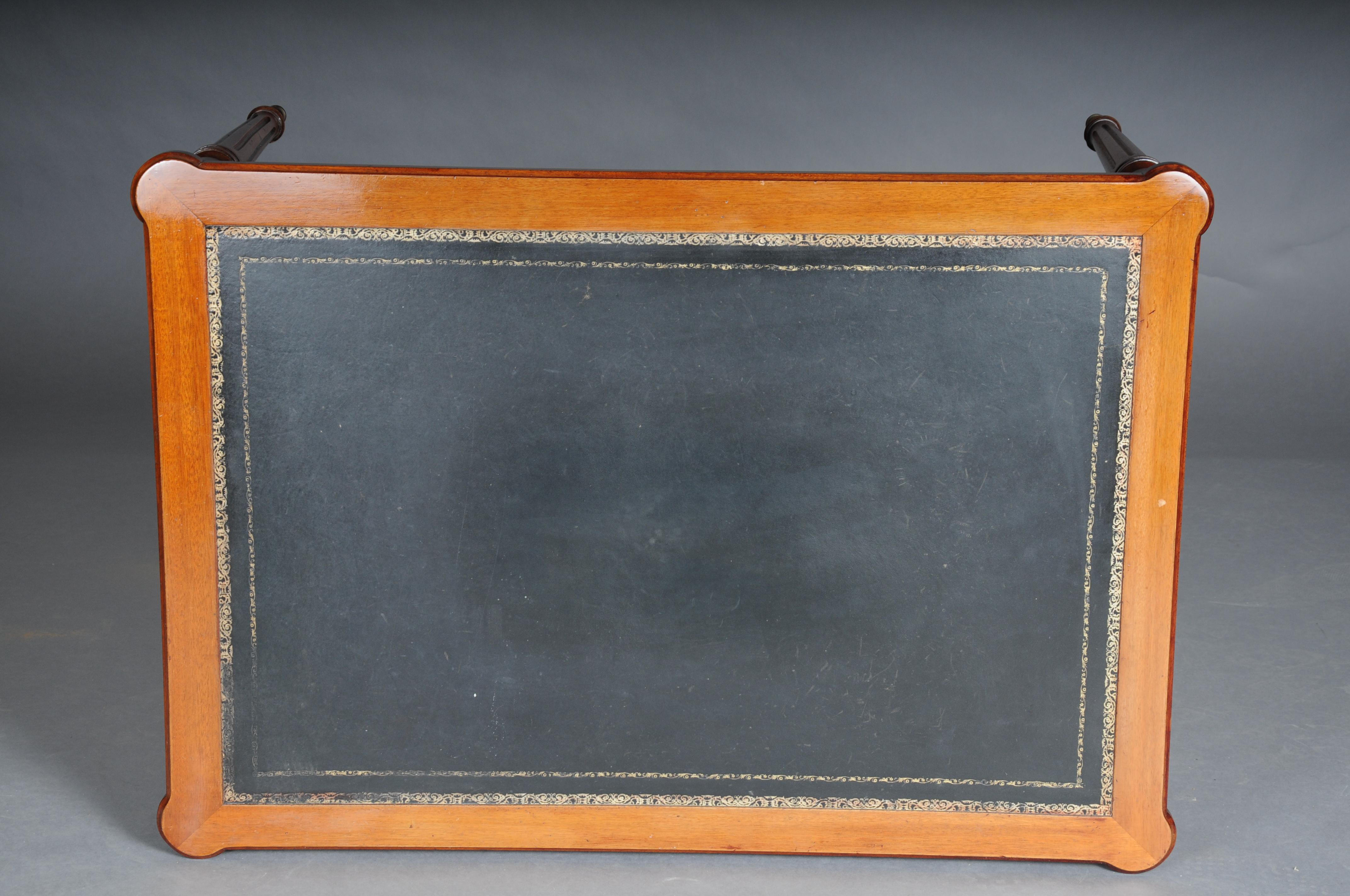 20th Century Classicist English Coffee Table Leather Top For Sale 6