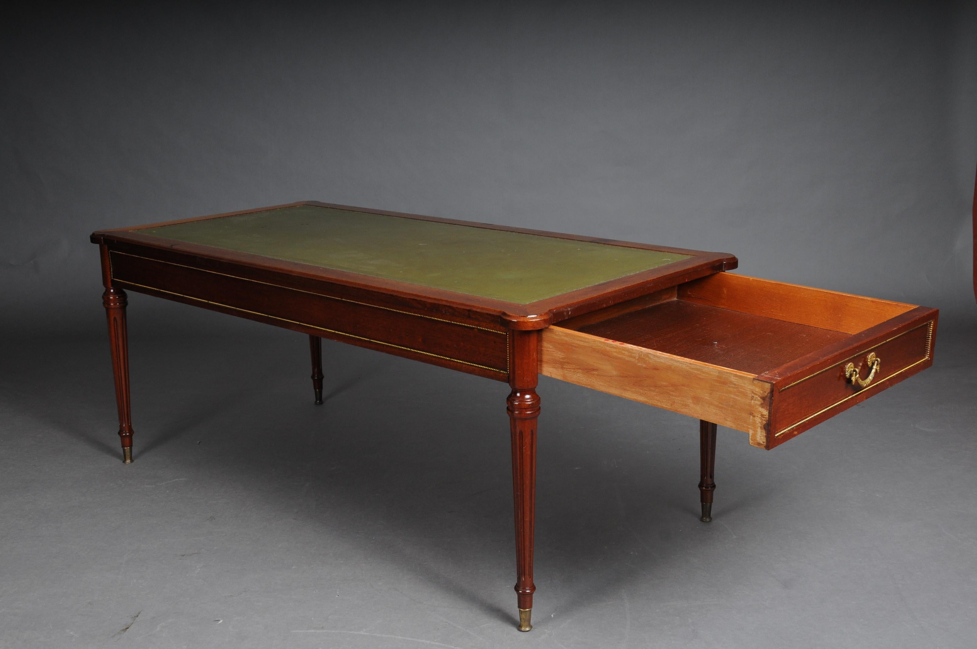 Mahogany 20th Century Classicist English Coffee Table Leather Top