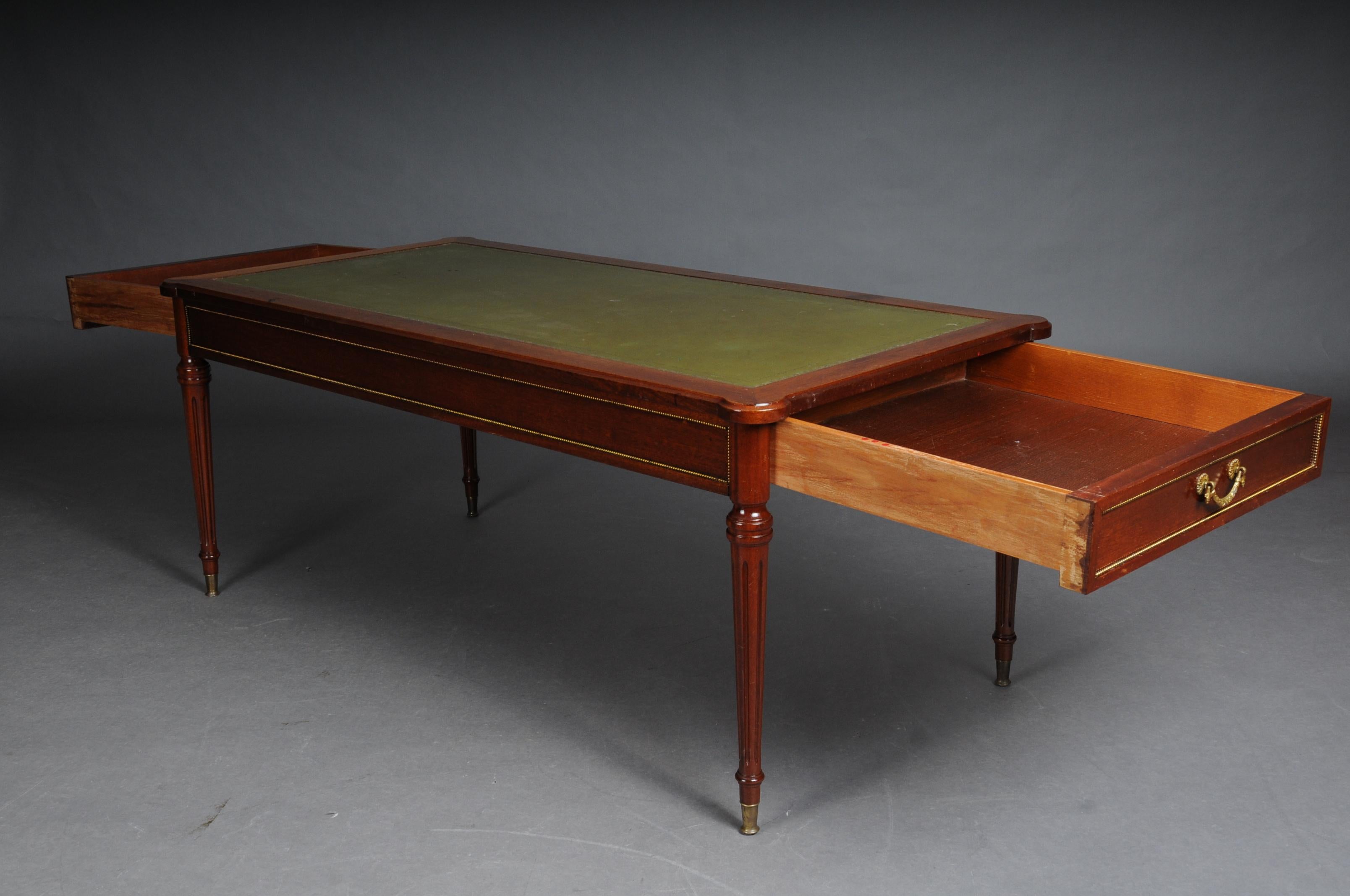 20th Century Classicist English Coffee Table Leather Top 1