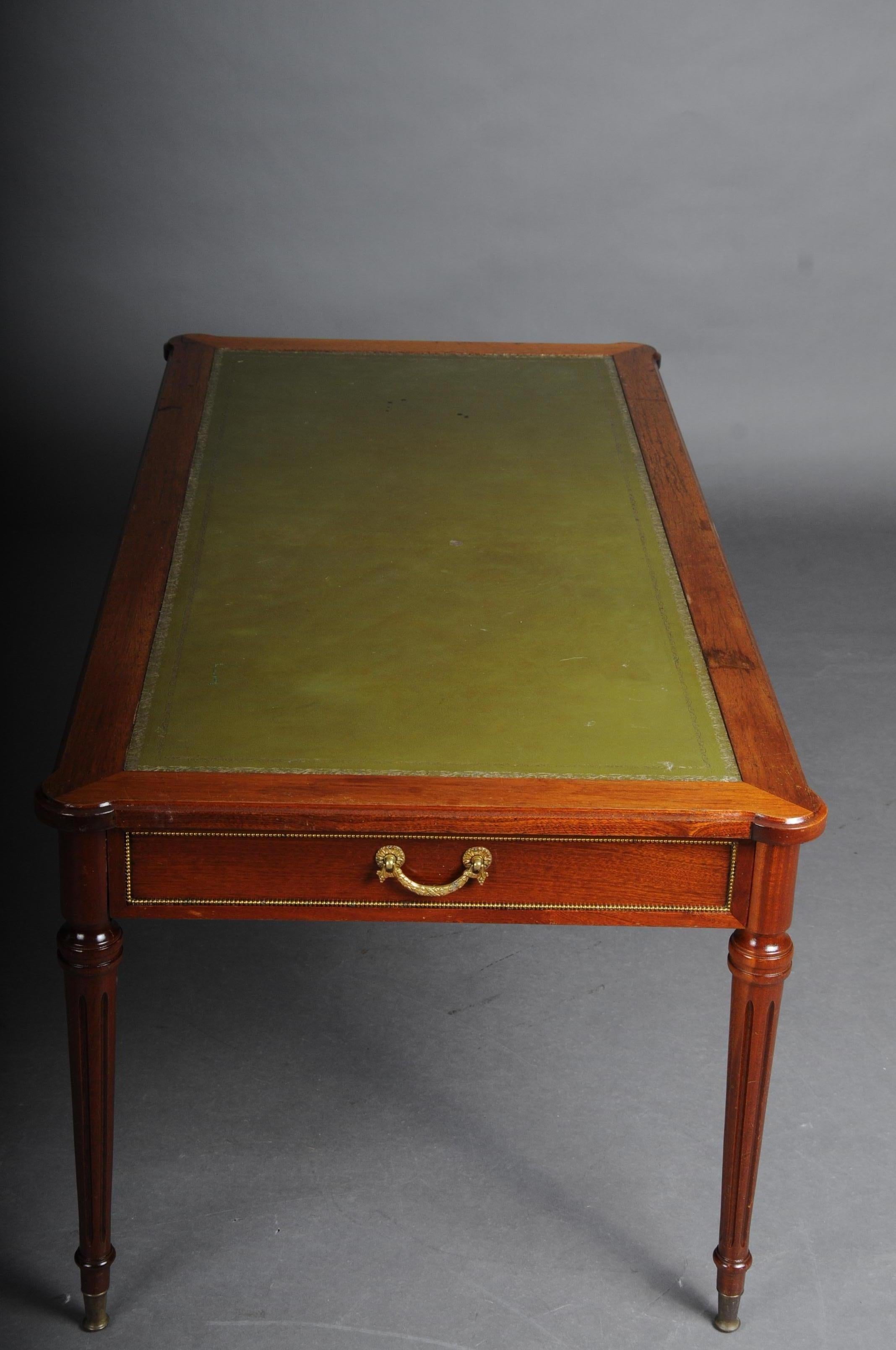 20th Century Classicist English Coffee Table Leather Top 4